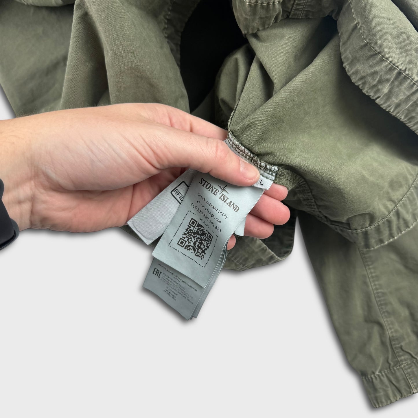 Stone Island Olive Green Full Zip Overshirt L