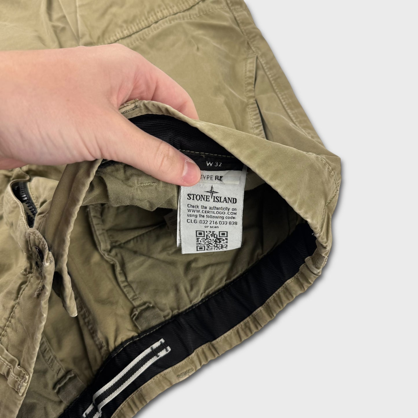 Stone Island Khaki Cargo Shorts W32