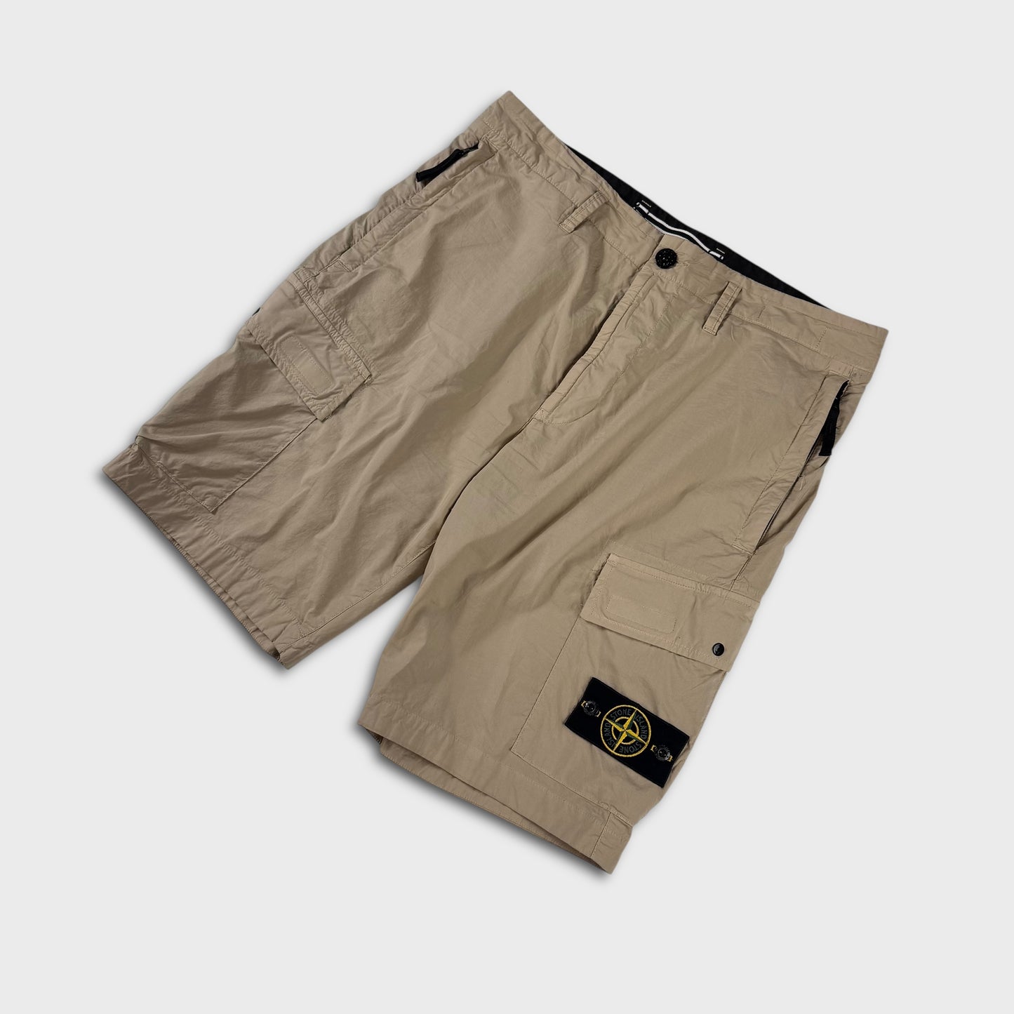 Stone Island Beige Tela Cargo Shorts W32