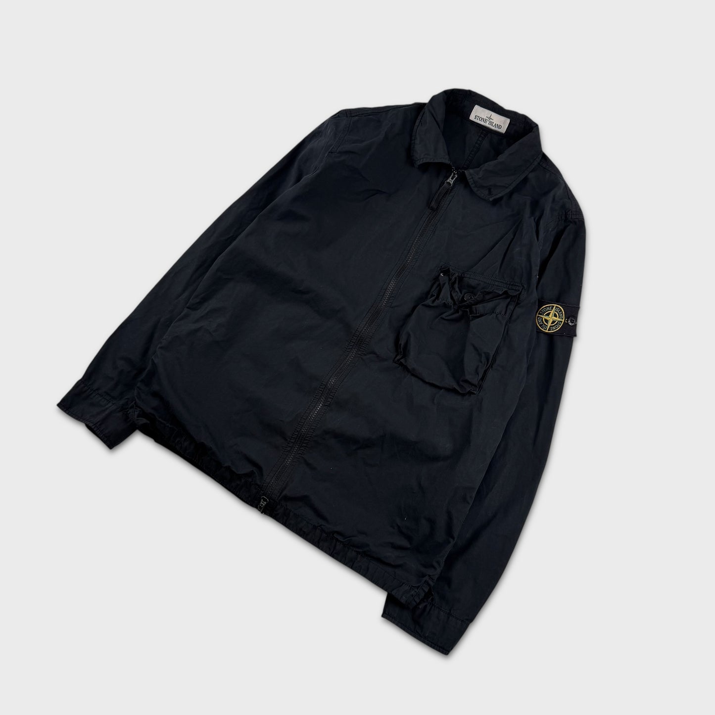 Stone Island Black Full Zip Overshirt L