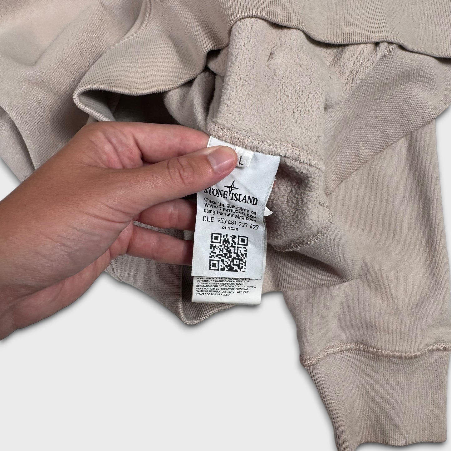 Stone Island Beige Pullover Hoodie L