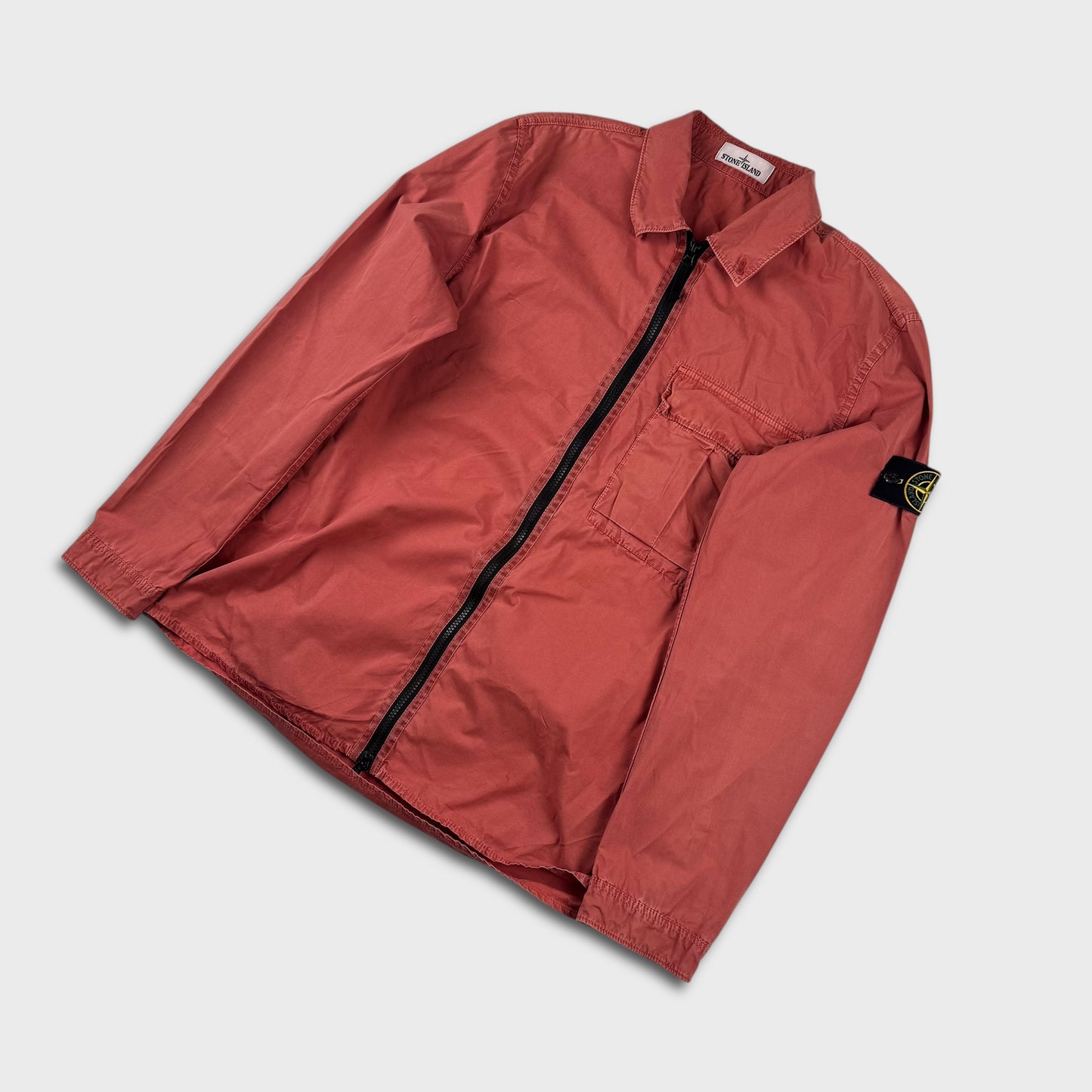Stone Island Brick Red Full Zip Overshirt XL