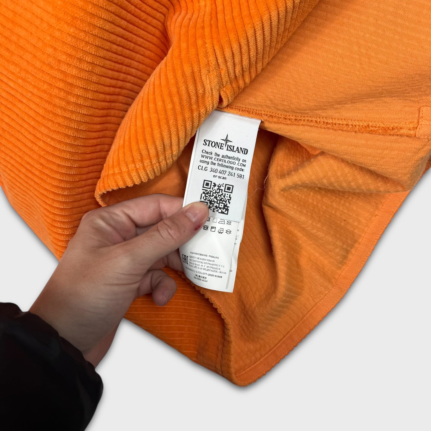 Stone Island Orange Corduroy Overshirt XL