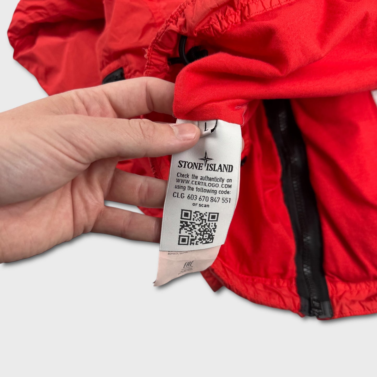 Stone Island Red Garment Dyed Crinkle Reps NY Jacket L