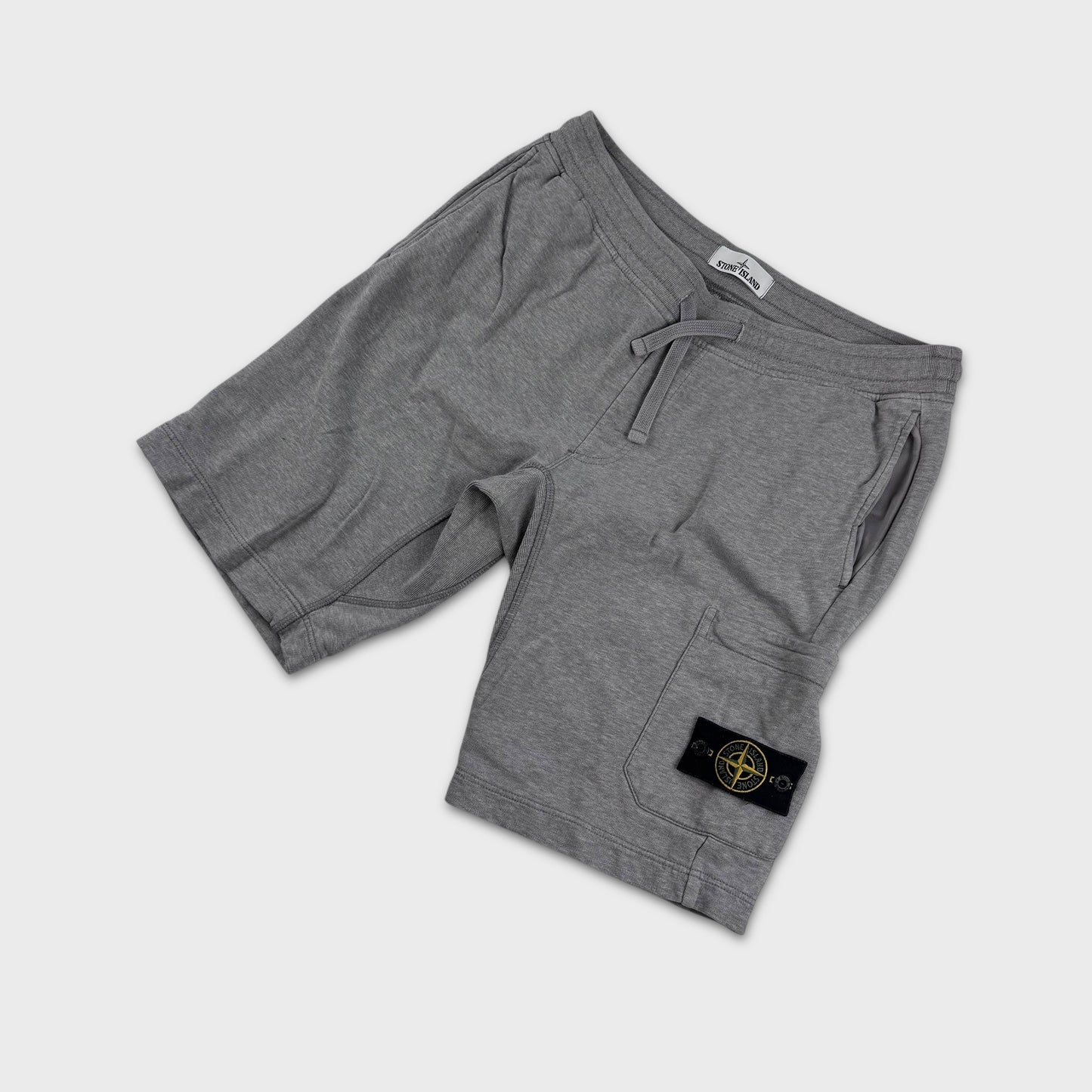 Stone Island Grey Cotton Badge Shorts L