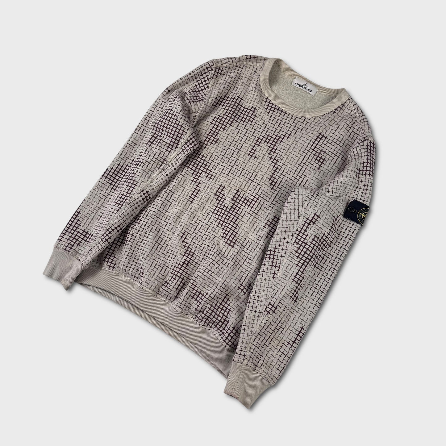 Stone Island Grid Camo Crewneck Sweatshirt M