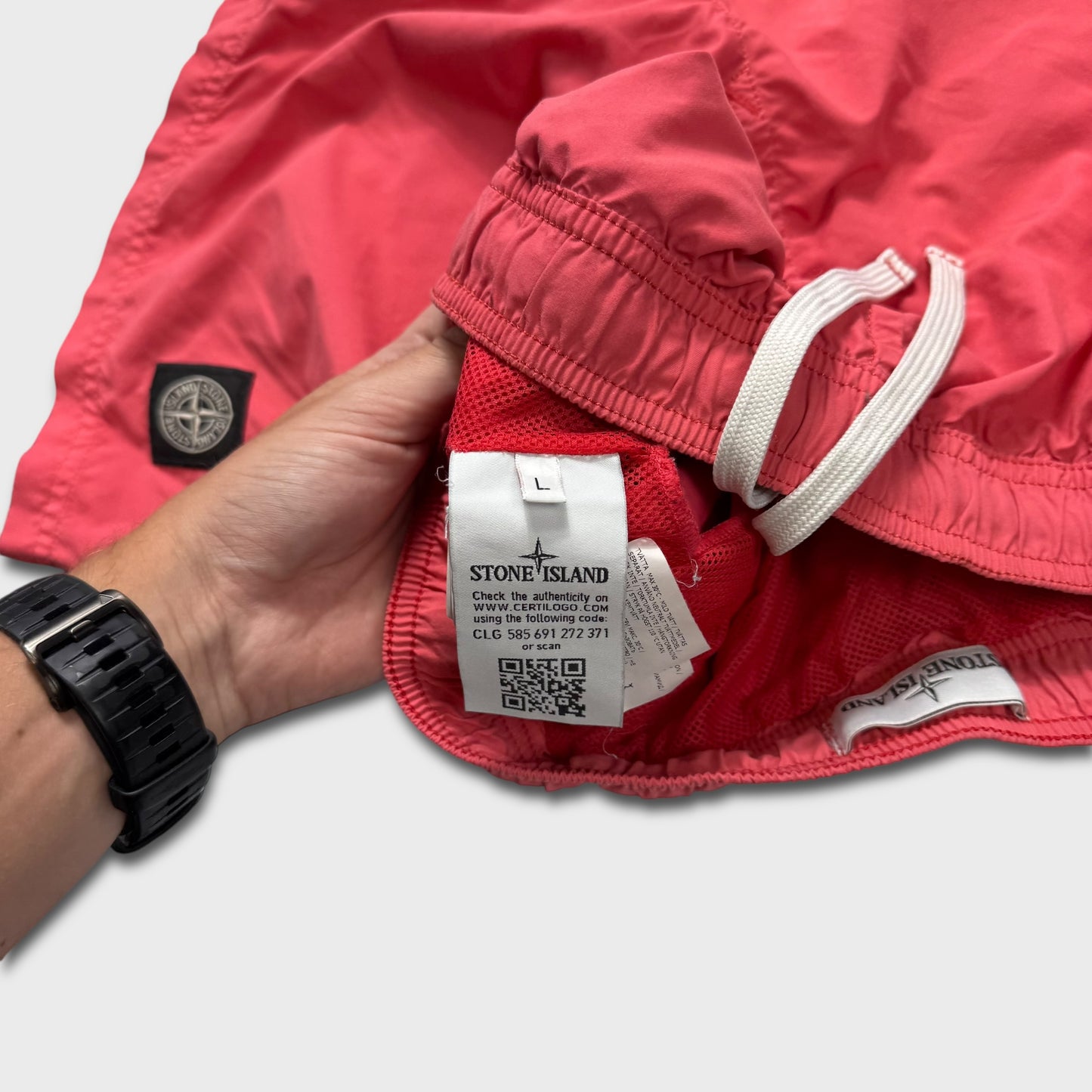 Stone Island Pink Coral Swim Shorts L