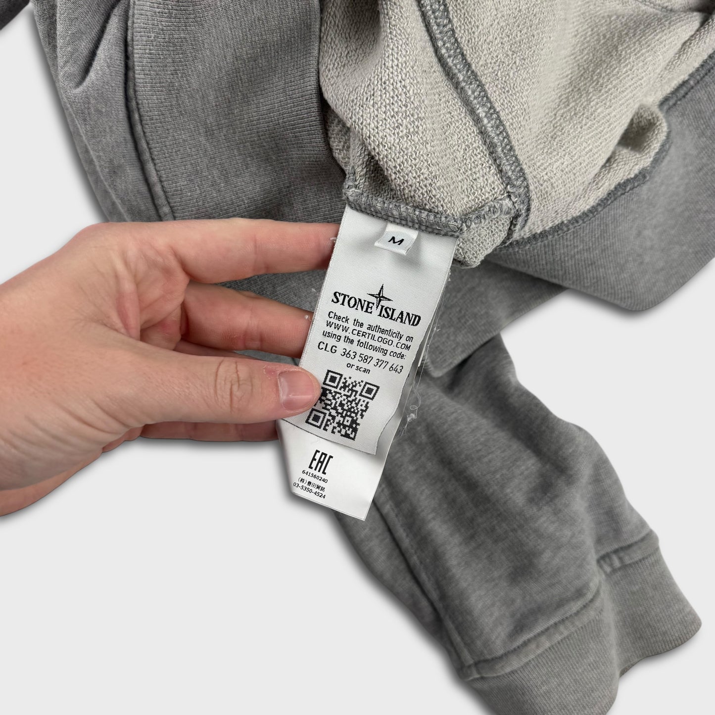 Stone Island Grey Full Zip Hoodie L