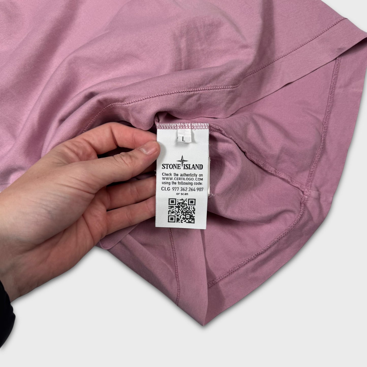 Stone Island Pink Compass Logo T-Shirt L