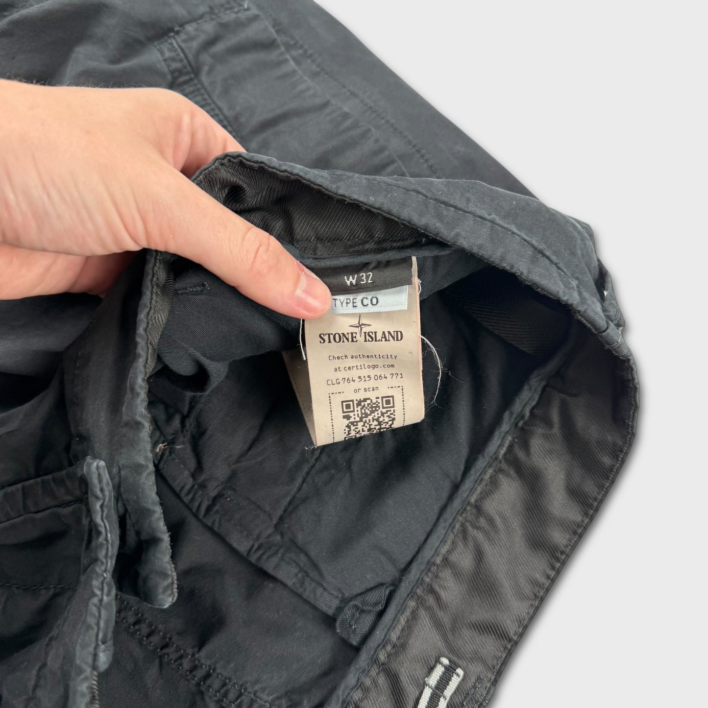 Stone Island Black Baggy Cargo Pants W32