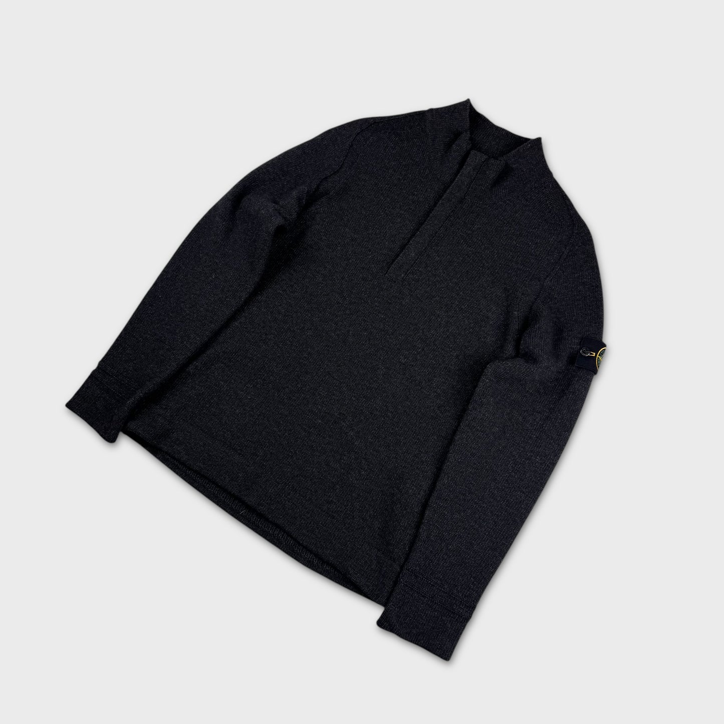 Stone Island Charcoal Black 1/4 Zip Knit M