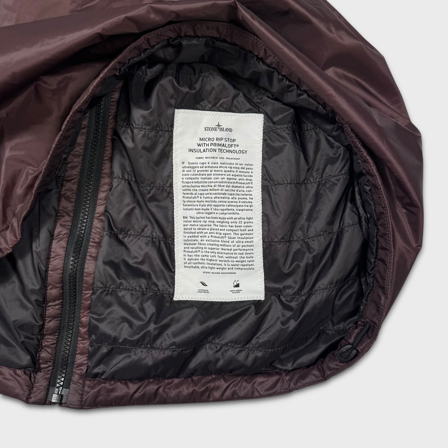 Stone Island Burgundy Micro Ripstop w/ Primaloft Insulation Jacket XL