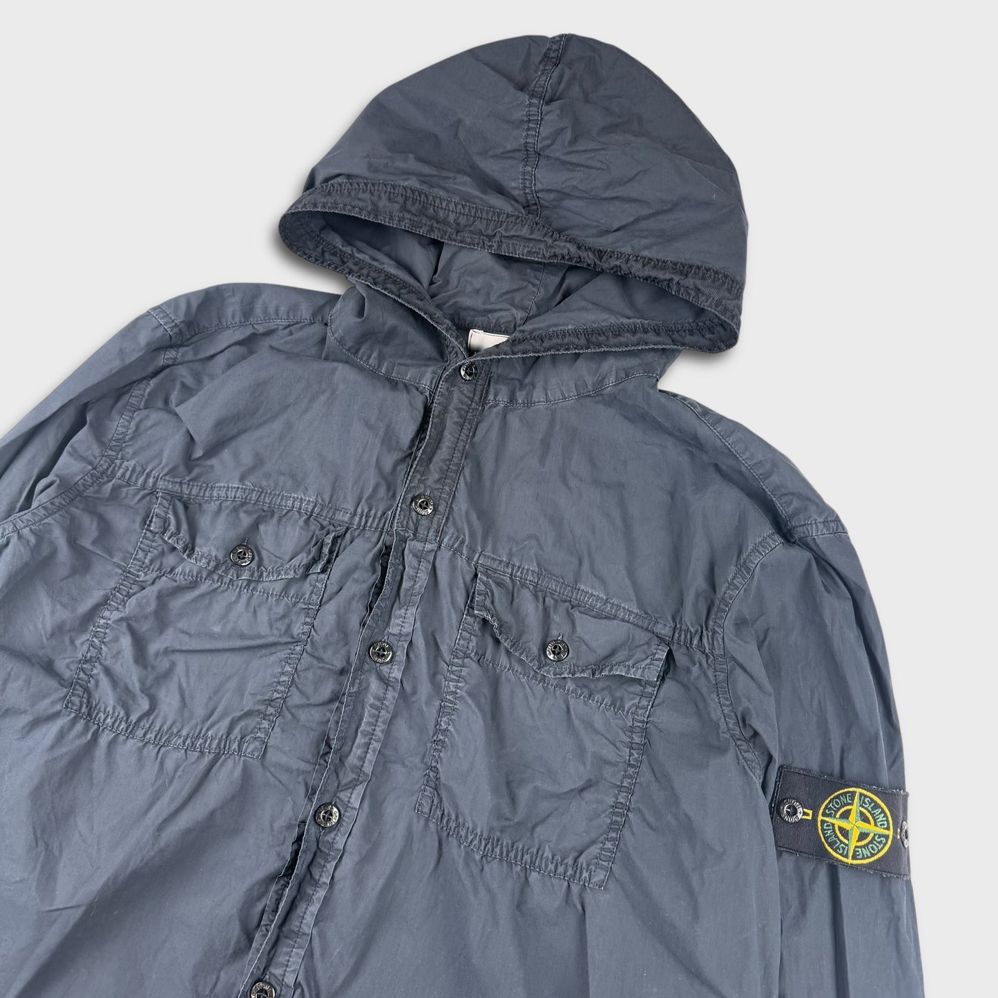 Stone Island Navy Tela Hooded Overshirt XL