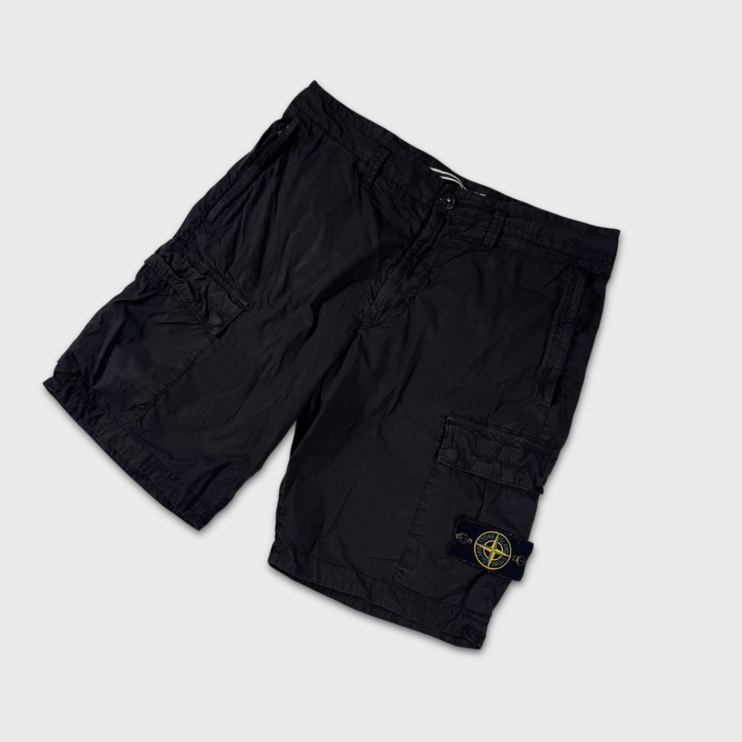 Stone Island Black Tela Cargo Shorts W32