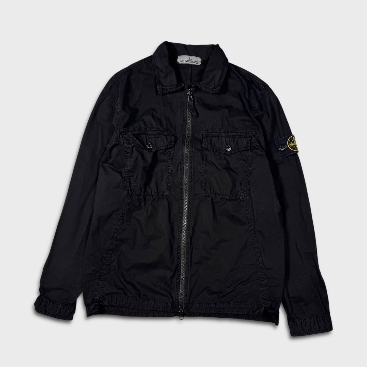 Stone Island Jet Black Full Zip Overshirt M