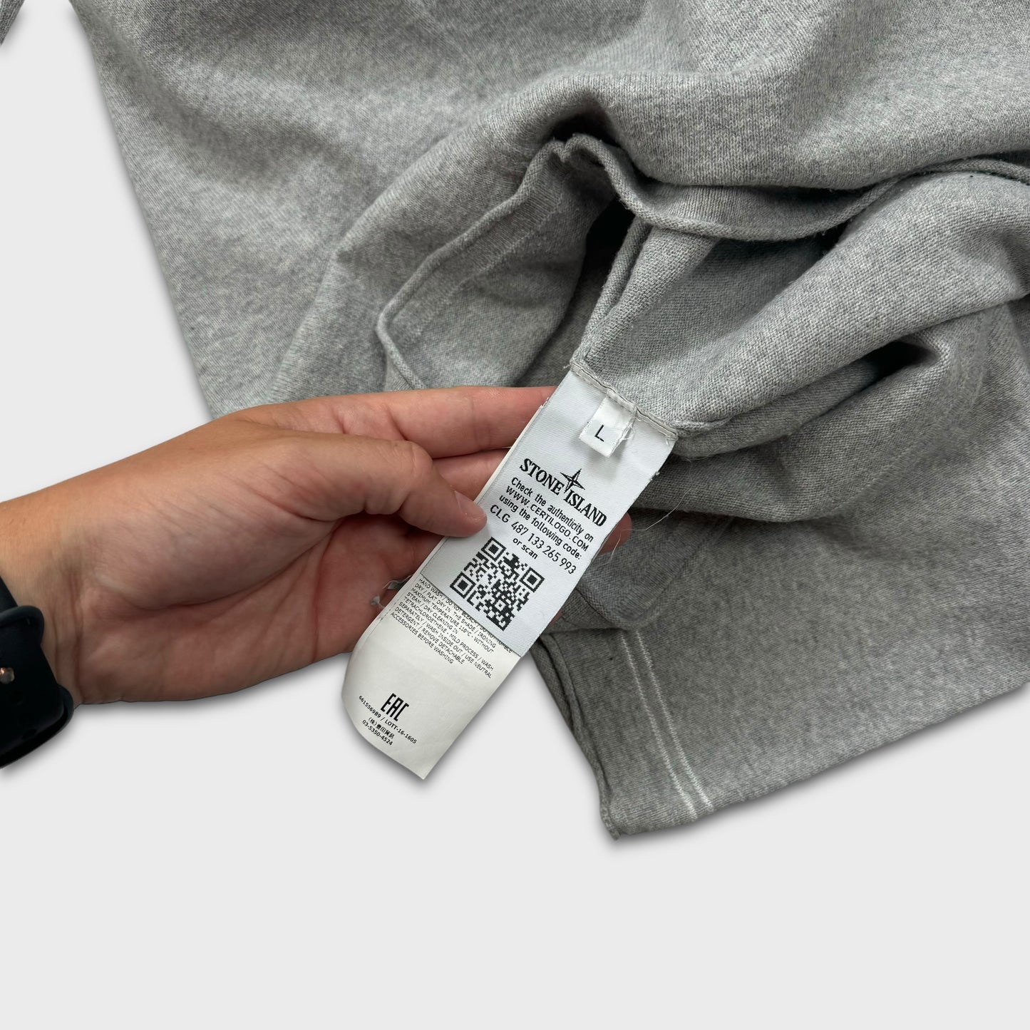 Stone Island Grey Thin Knit Jumper L