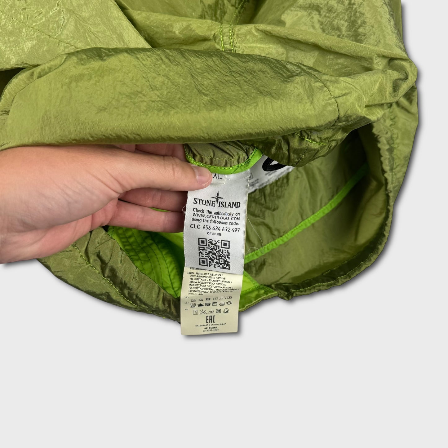 Stone Island Acid Lime Green Nylon Metal Watro Jacket XL