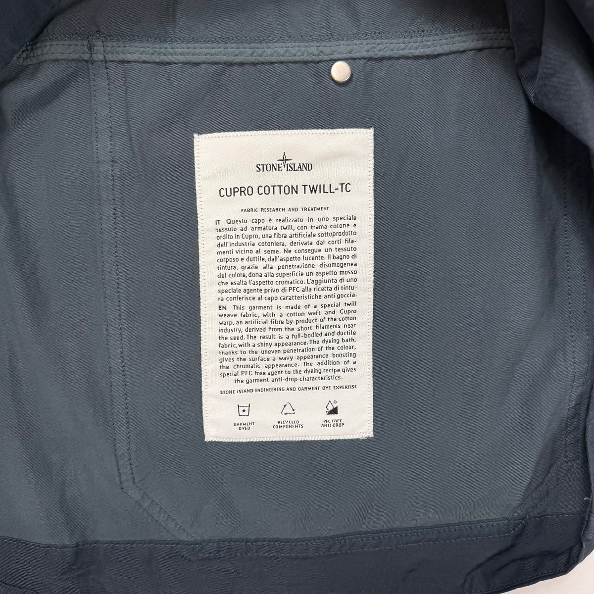 Stone Island Cupro Cotton Twill-TC Smock Jacket S