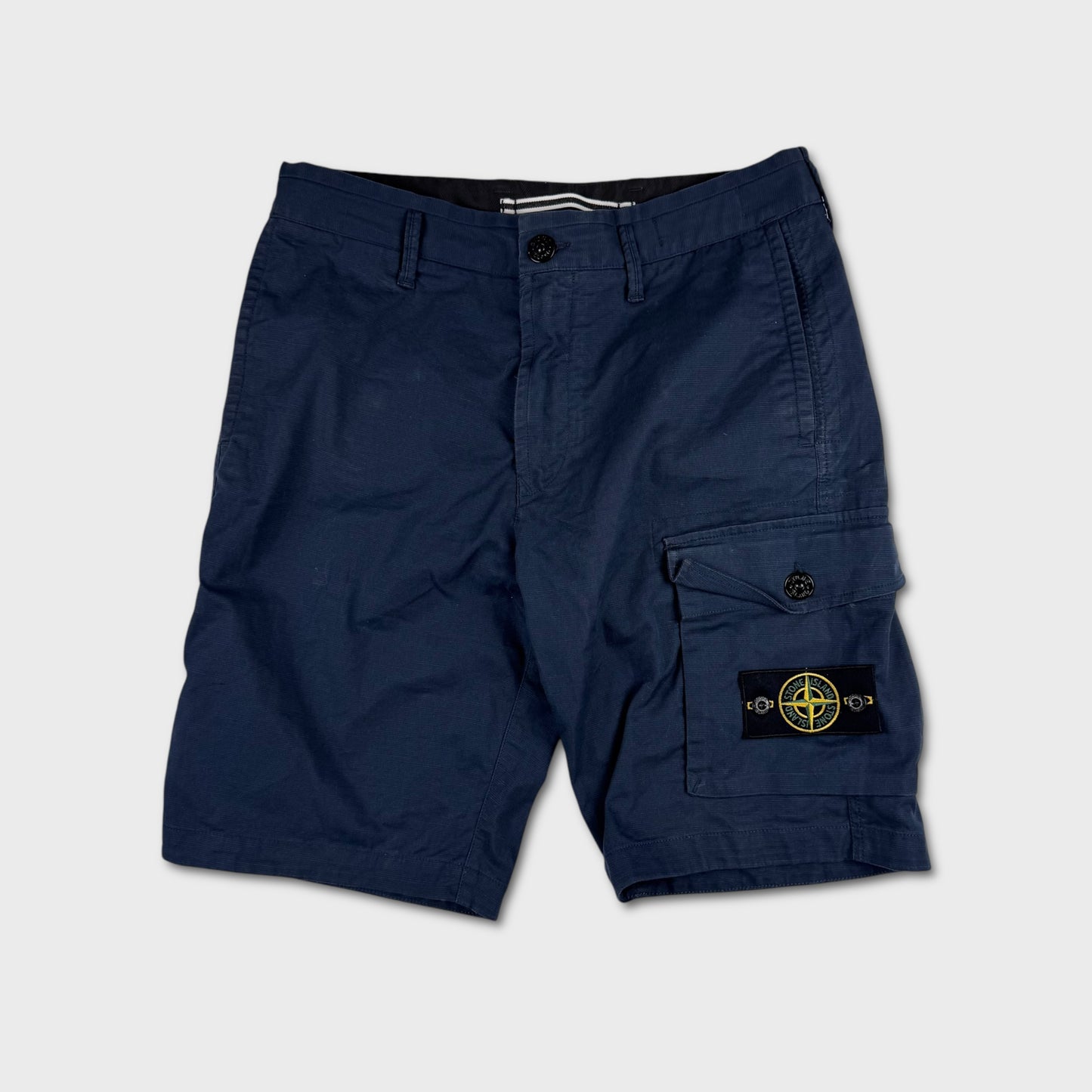 Stone Island Navy Tela Cargo Shorts W30