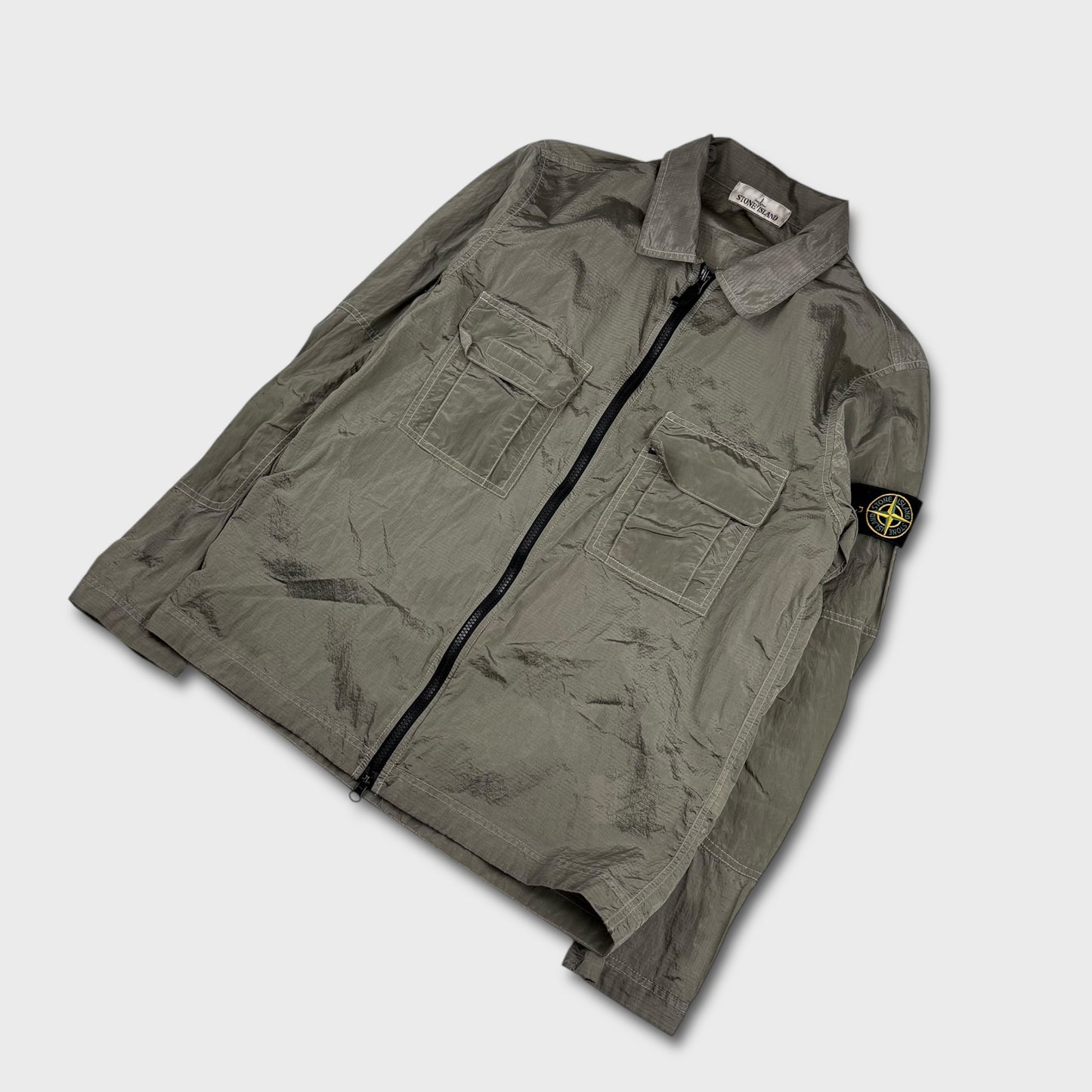 Stone Island Silver Nylon Metal Ripstop Overshirt M