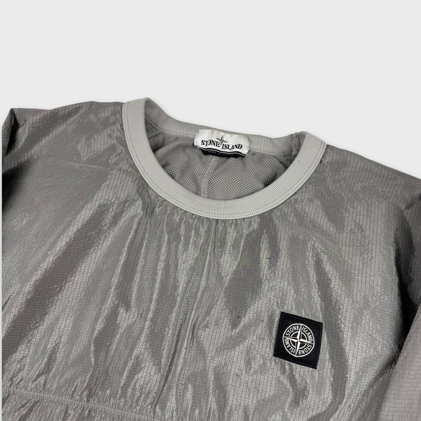 Stone Island Silver Nylon Metal Ripstop Crewneck M