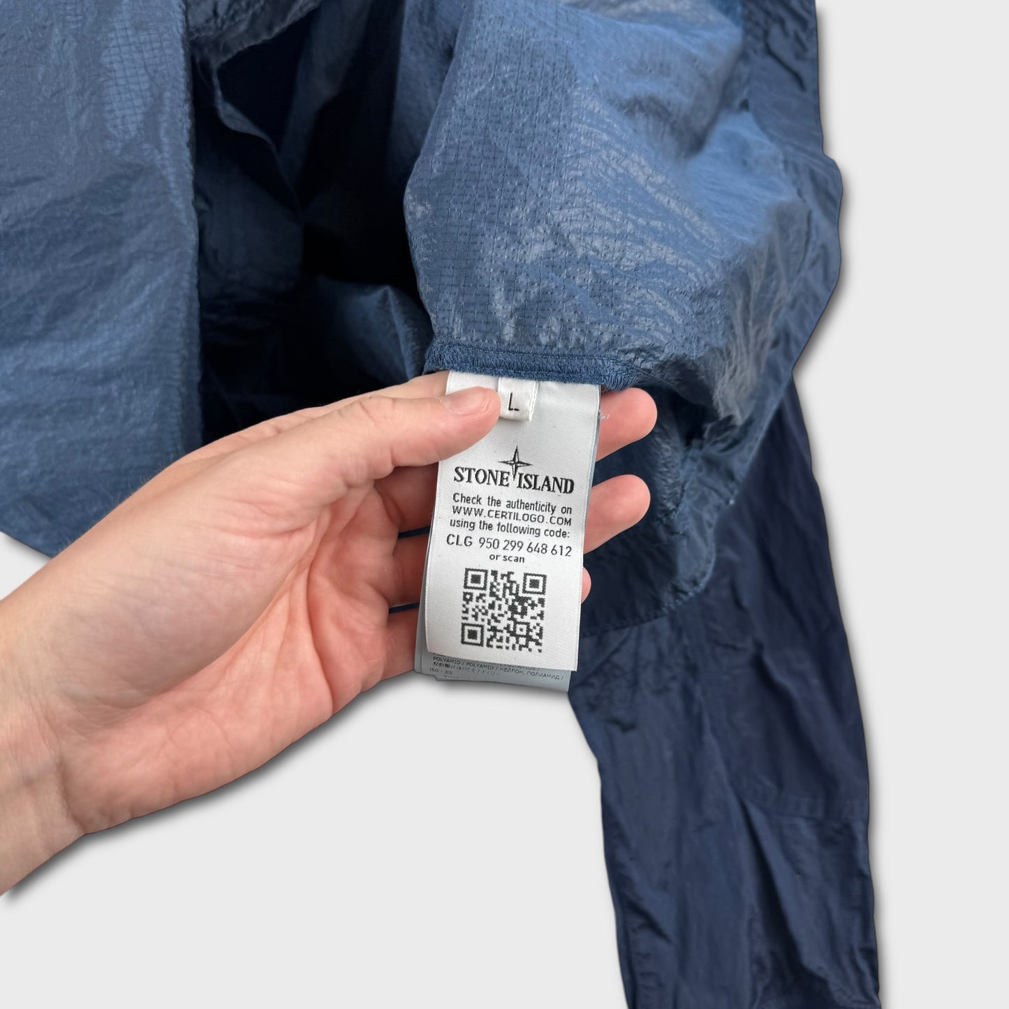 Stone Island Blue Nylon Metal Collarless Jacket L