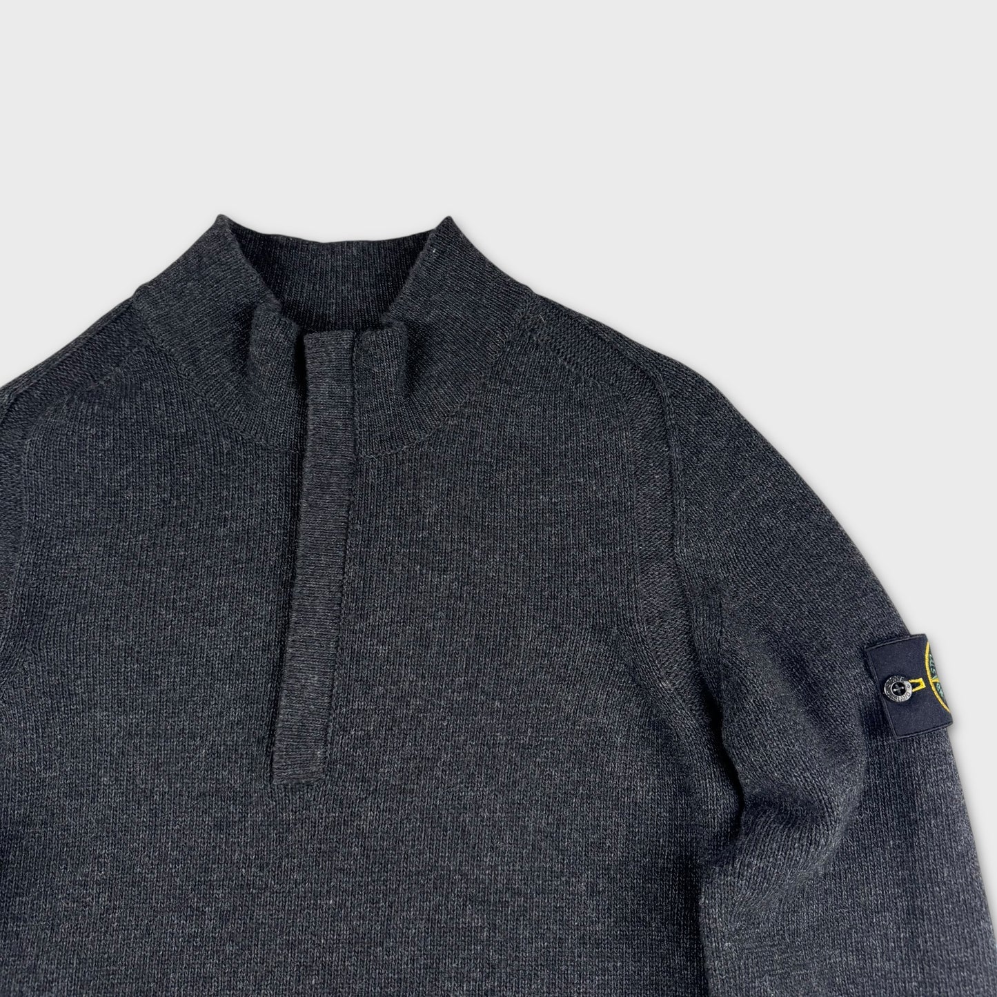 Stone Island Charcoal Black 1/4 Zip Knit M