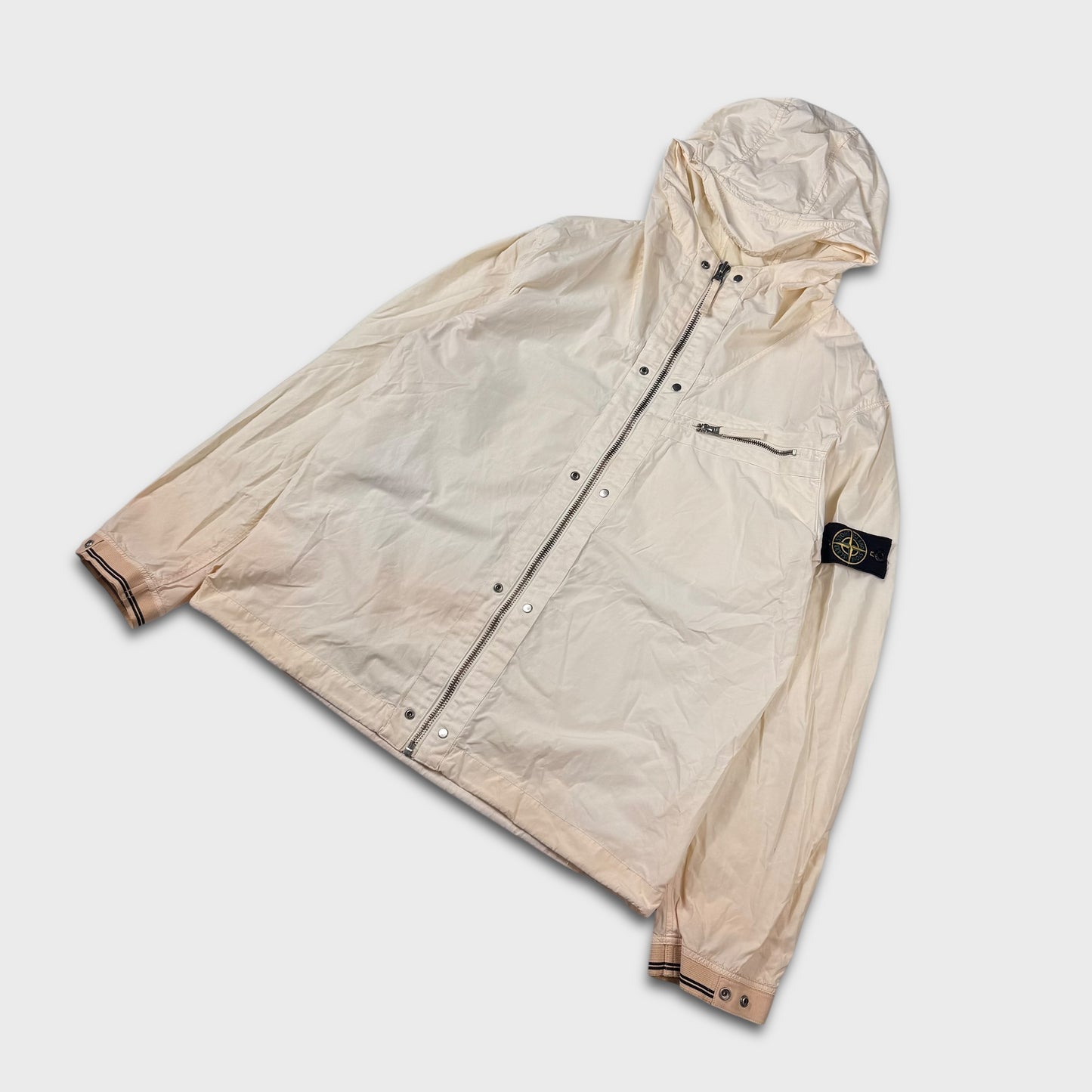 Stone Island White Tela Resinata Hooded Jacket XXL