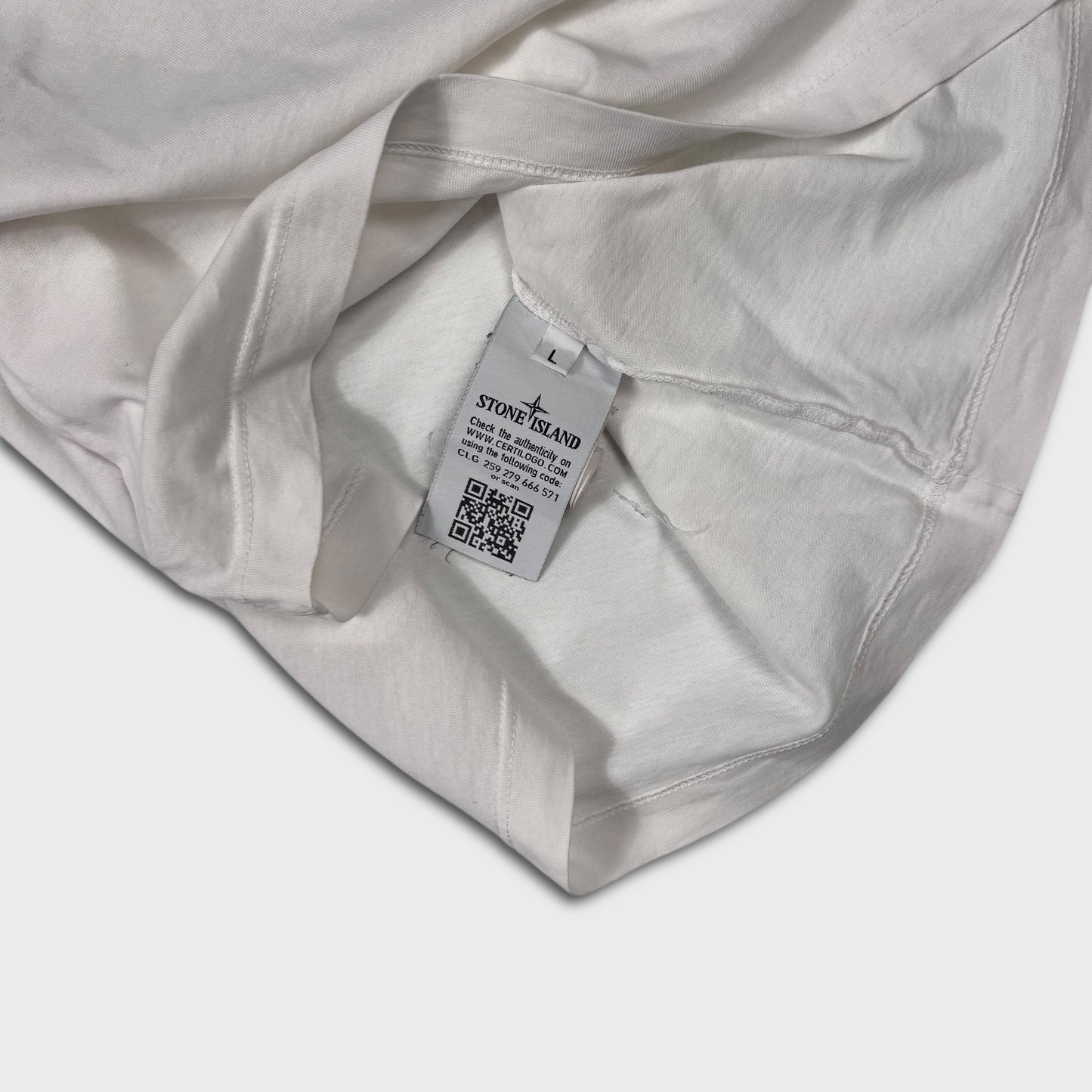 Stone Island White Graphic T-Shirt L