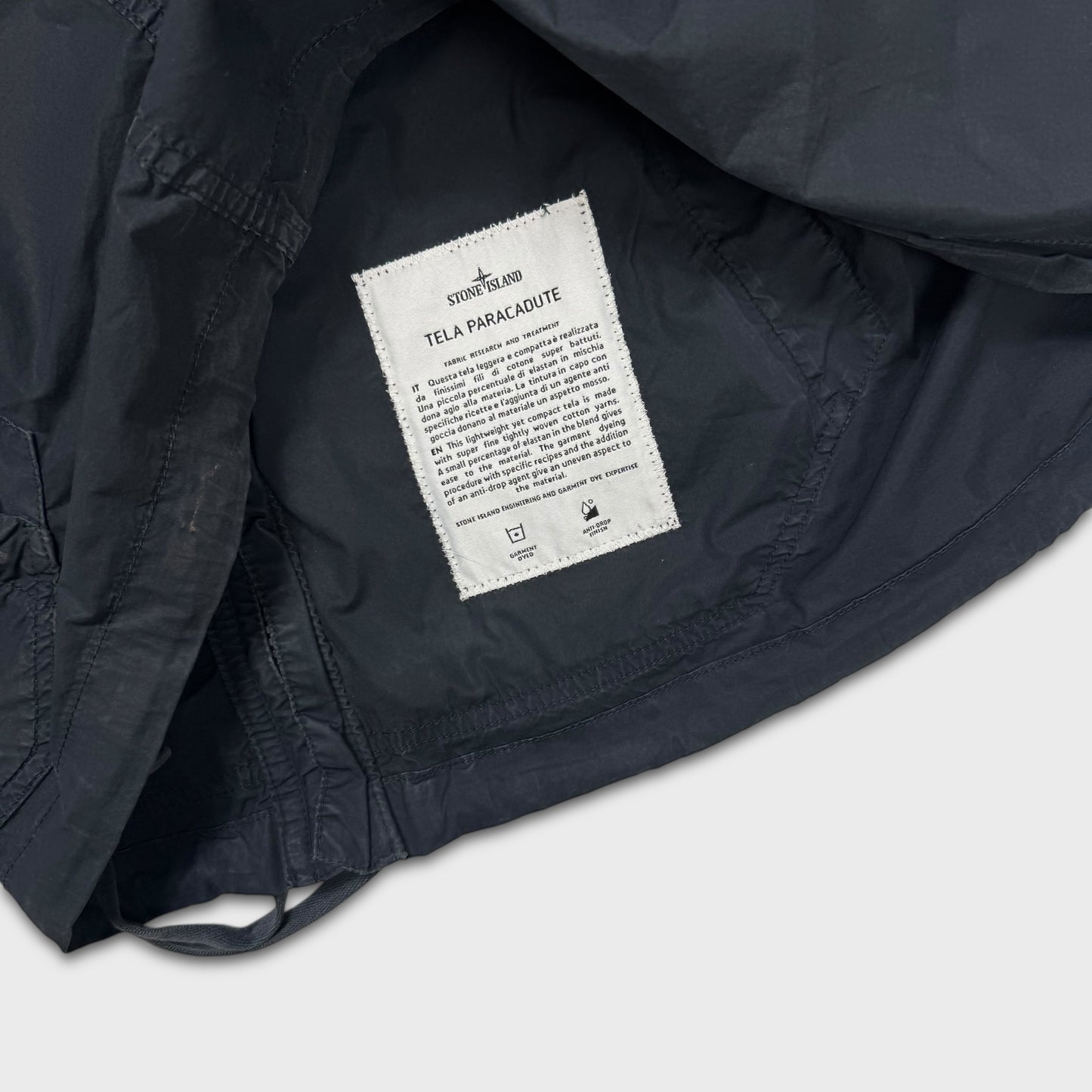 Stone Island Navy Hooded Tela Parachute Jacket L