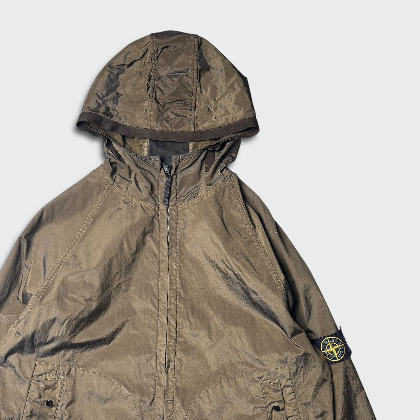 Stone Island 2007 Spellout Nylon Flock Jacket XL