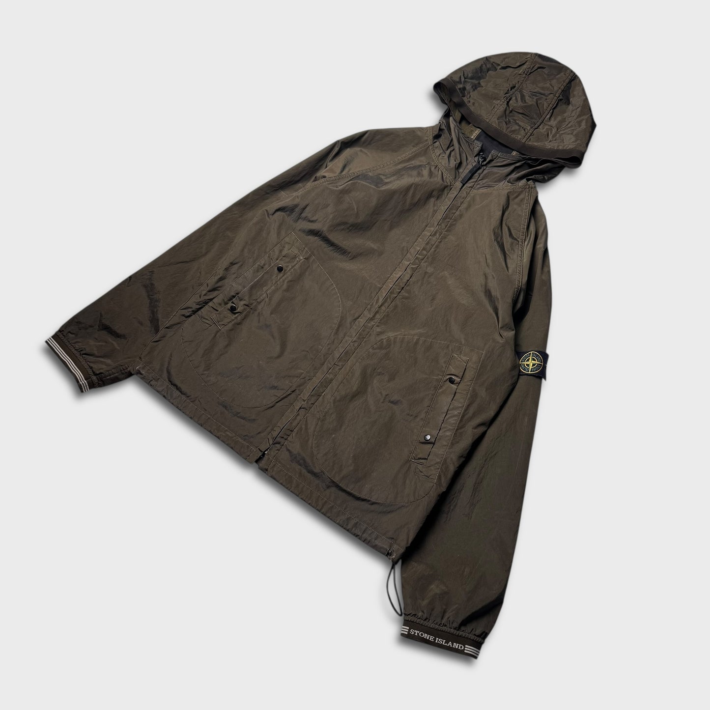Stone Island 2007 Spellout Nylon Flock Jacket XL