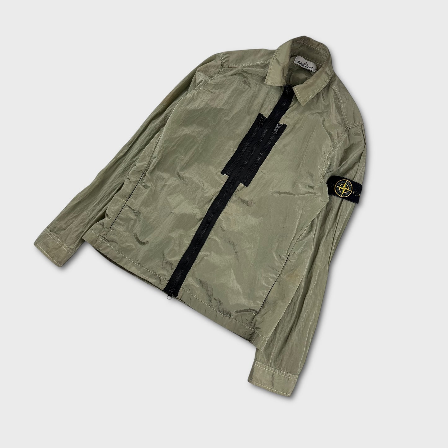 Stone Island Lime Green Nylon Metal Overshirt M