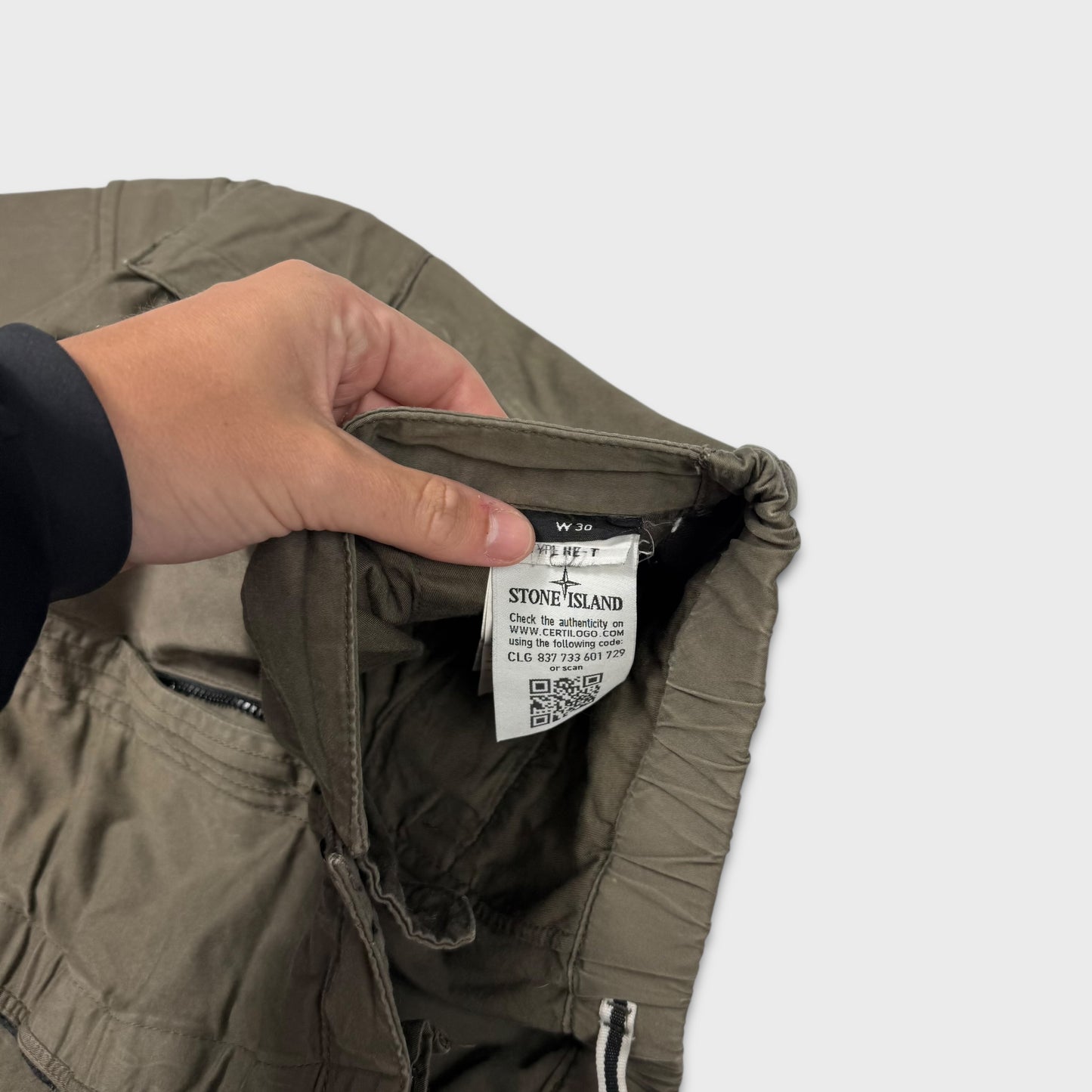 Stone Island Olive Cotton Cargo Pants W30