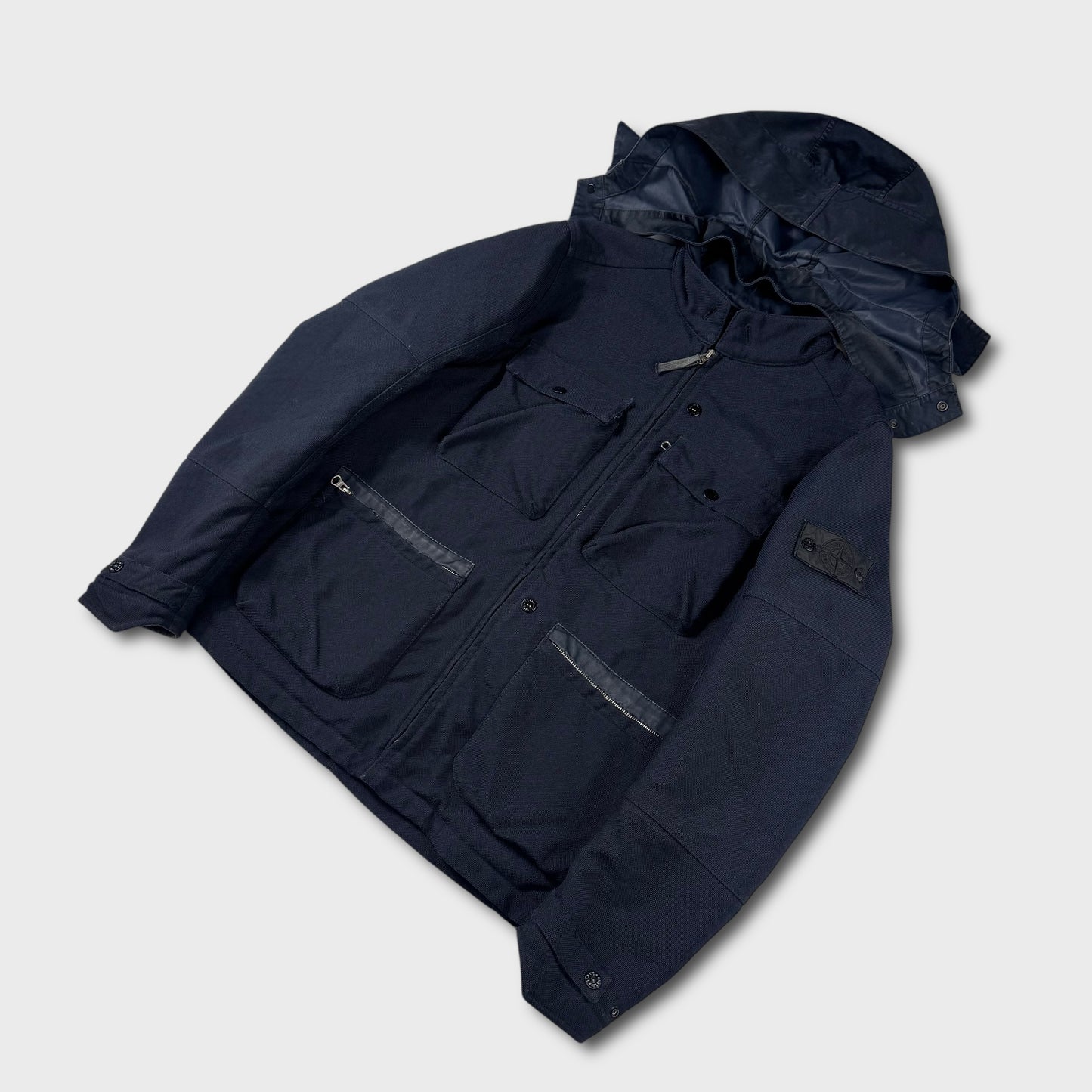 Stone Island Shadow Project Quilted Nylon Blend Hooded Jacket L