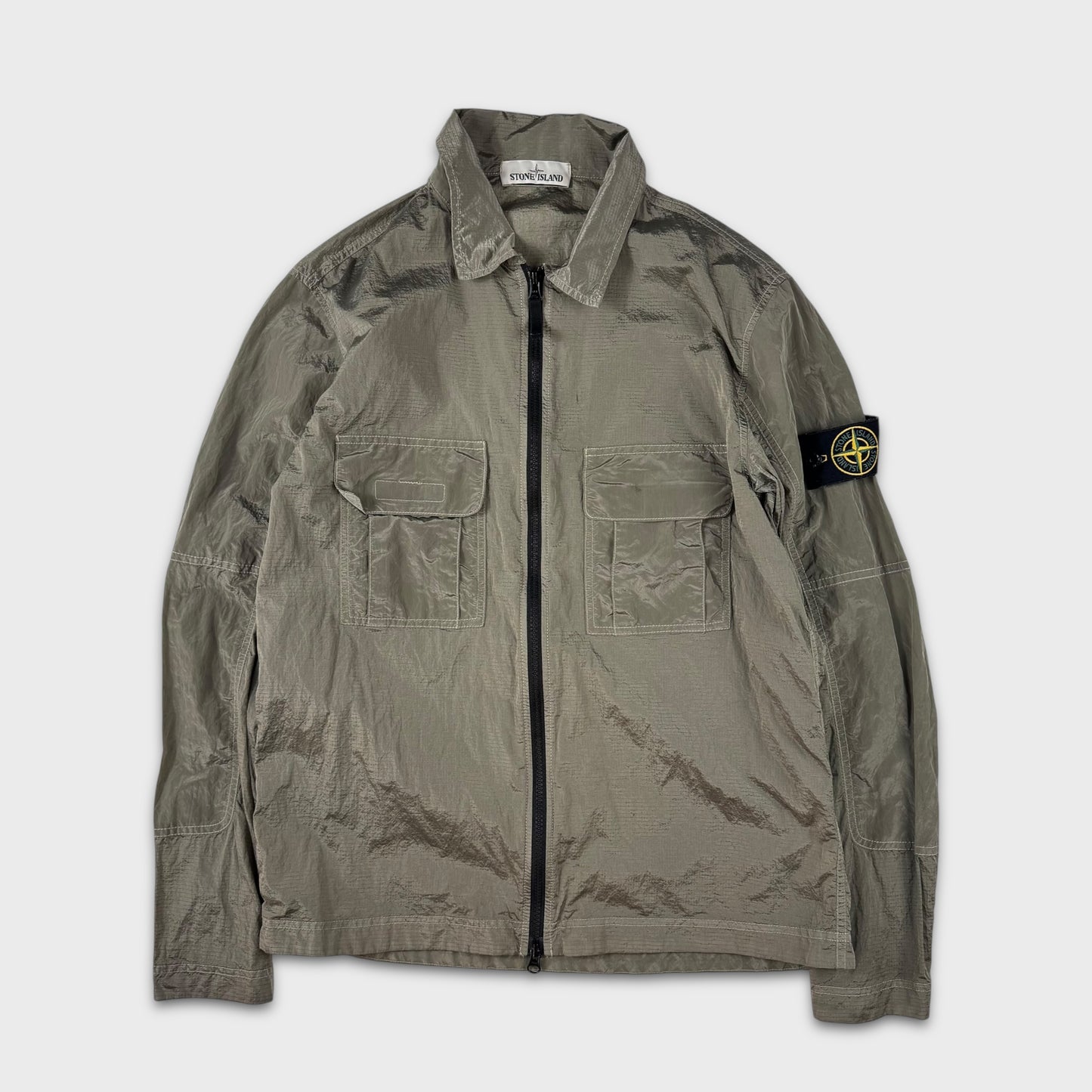 Stone Island Olive / Grey Ripstop Nylon Metal Overshirt M