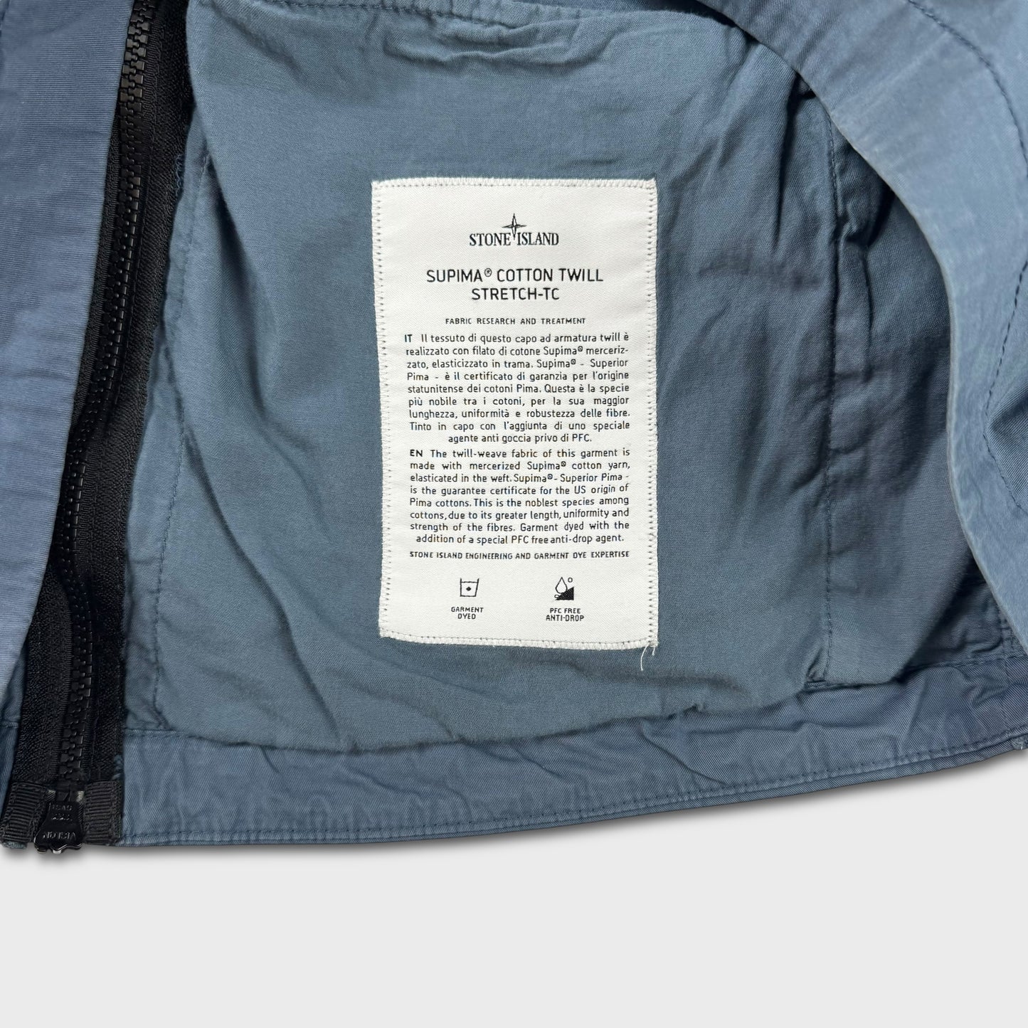 Stone Island Avio Blue Supima Cotton Twill Stretch-TC Jacket S