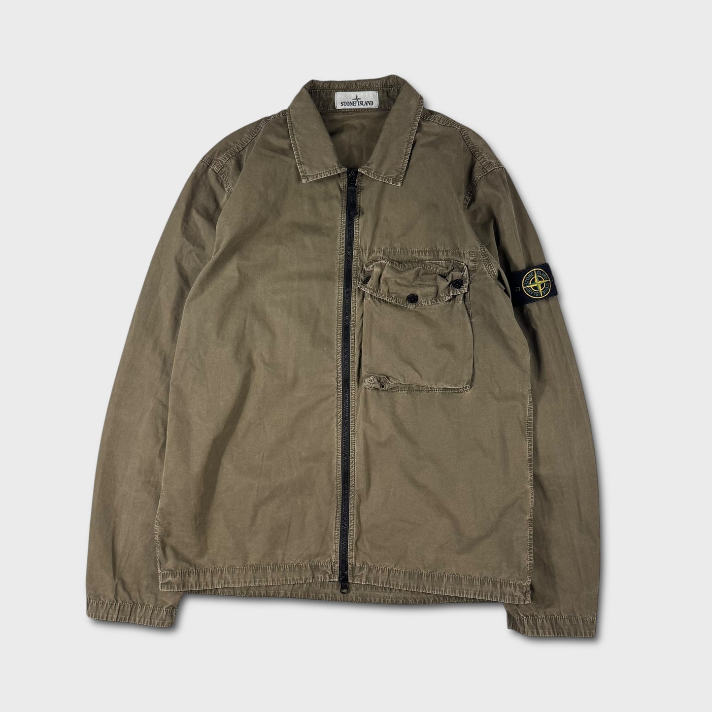 Stone Island Olive Full Zip Overshirt L