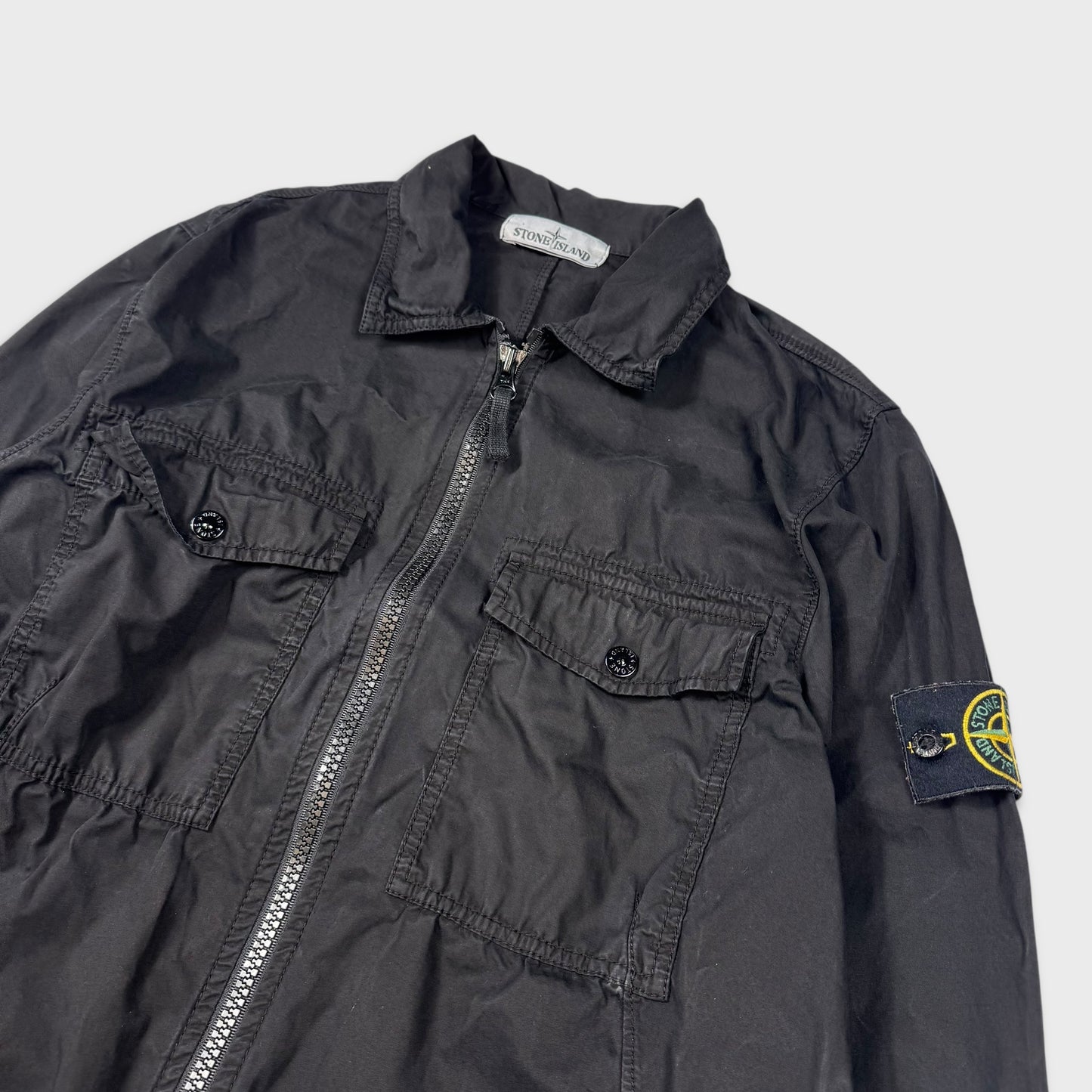 Stone Island Jet Black Full Zip Overshirt M