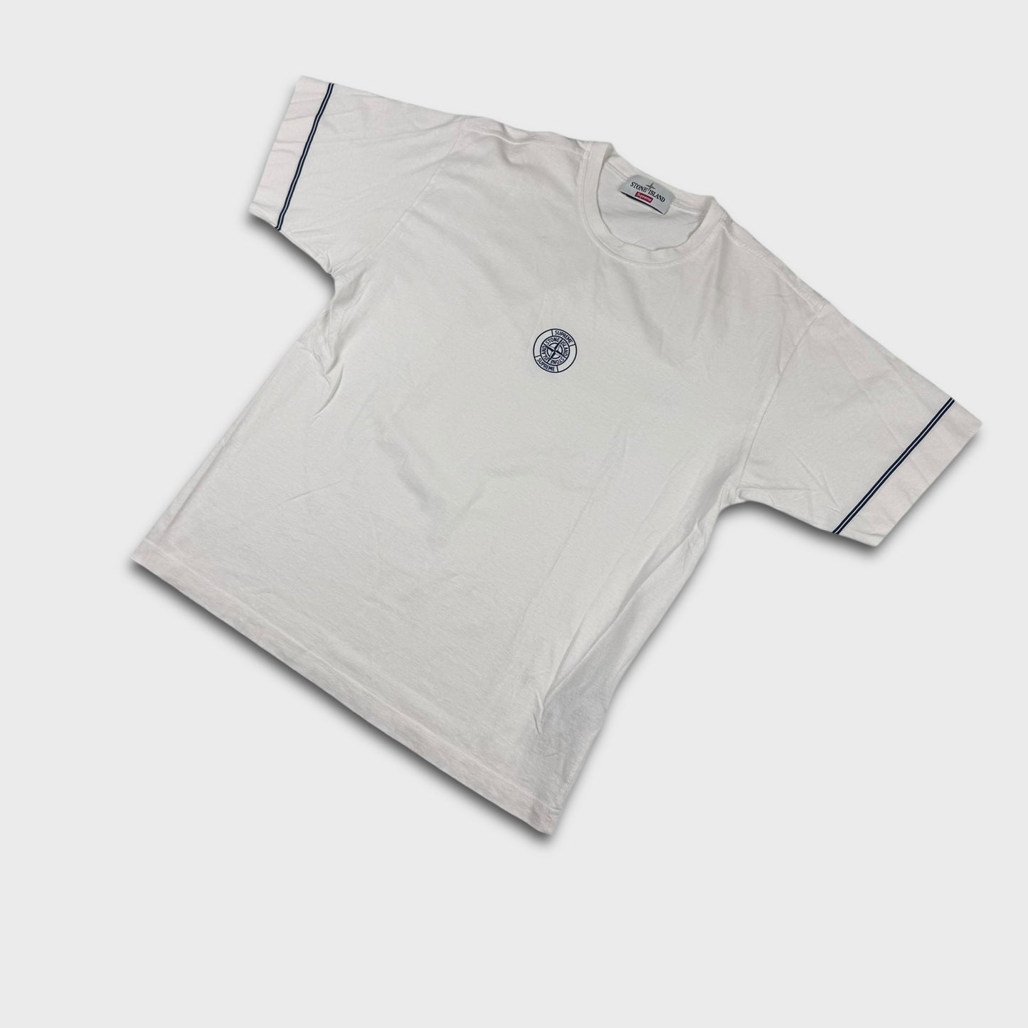 Stone Island x Supreme White T-Shirt L