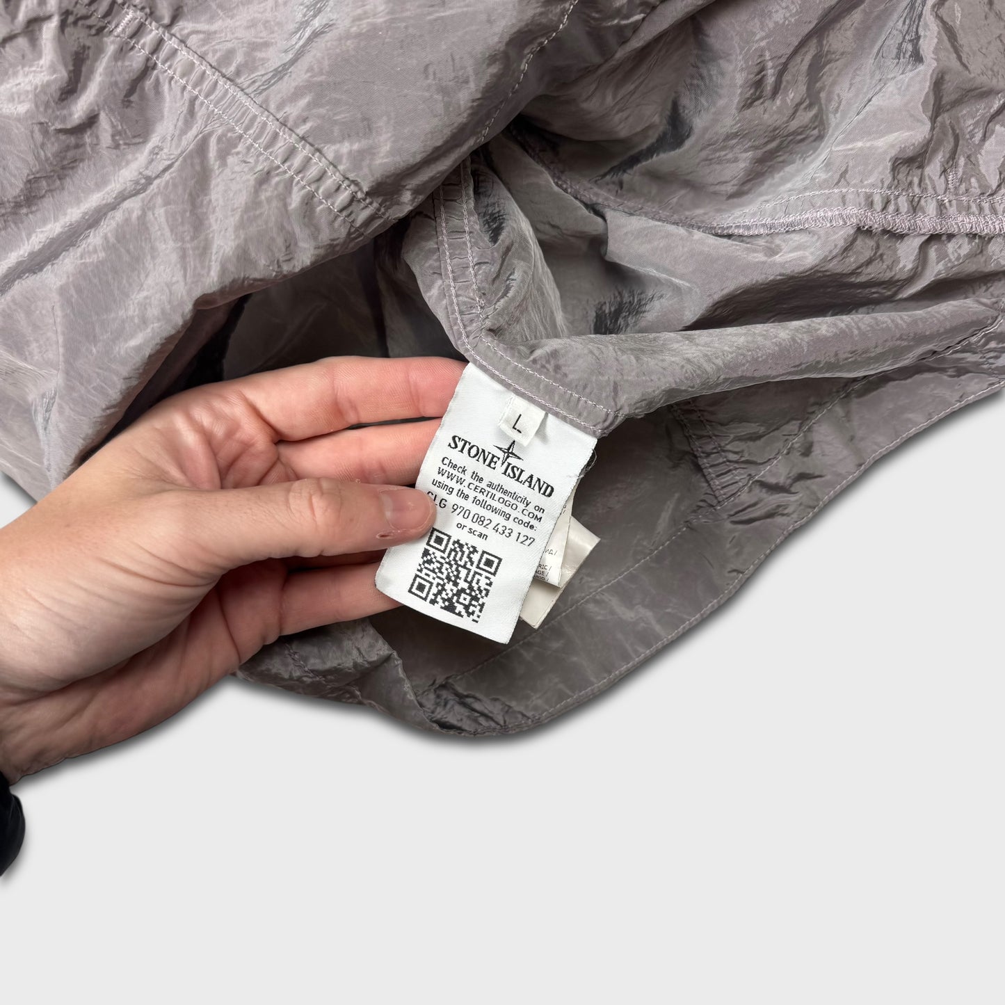 Stone Island Silver Nylon Metal Overshirt L