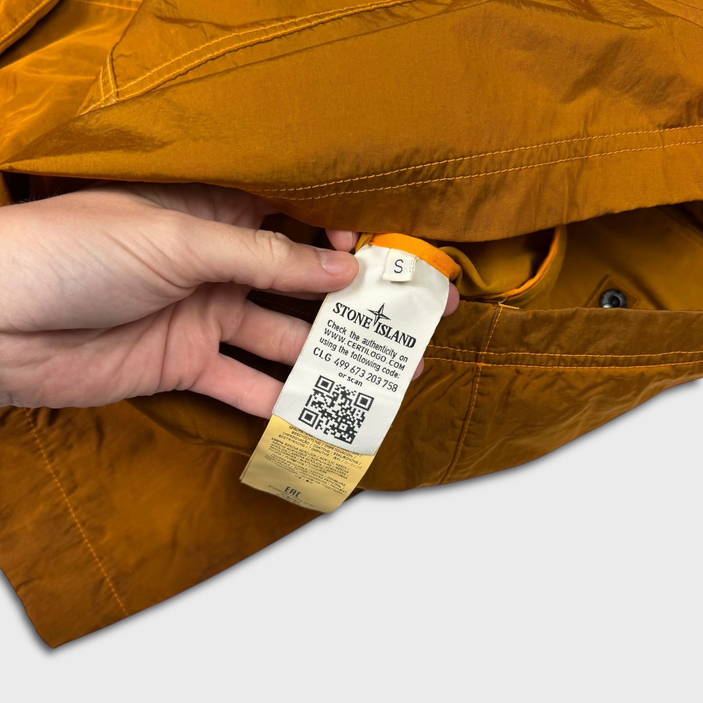 Stone Island Burnt Orange Nylon Metal Flock Jacket S