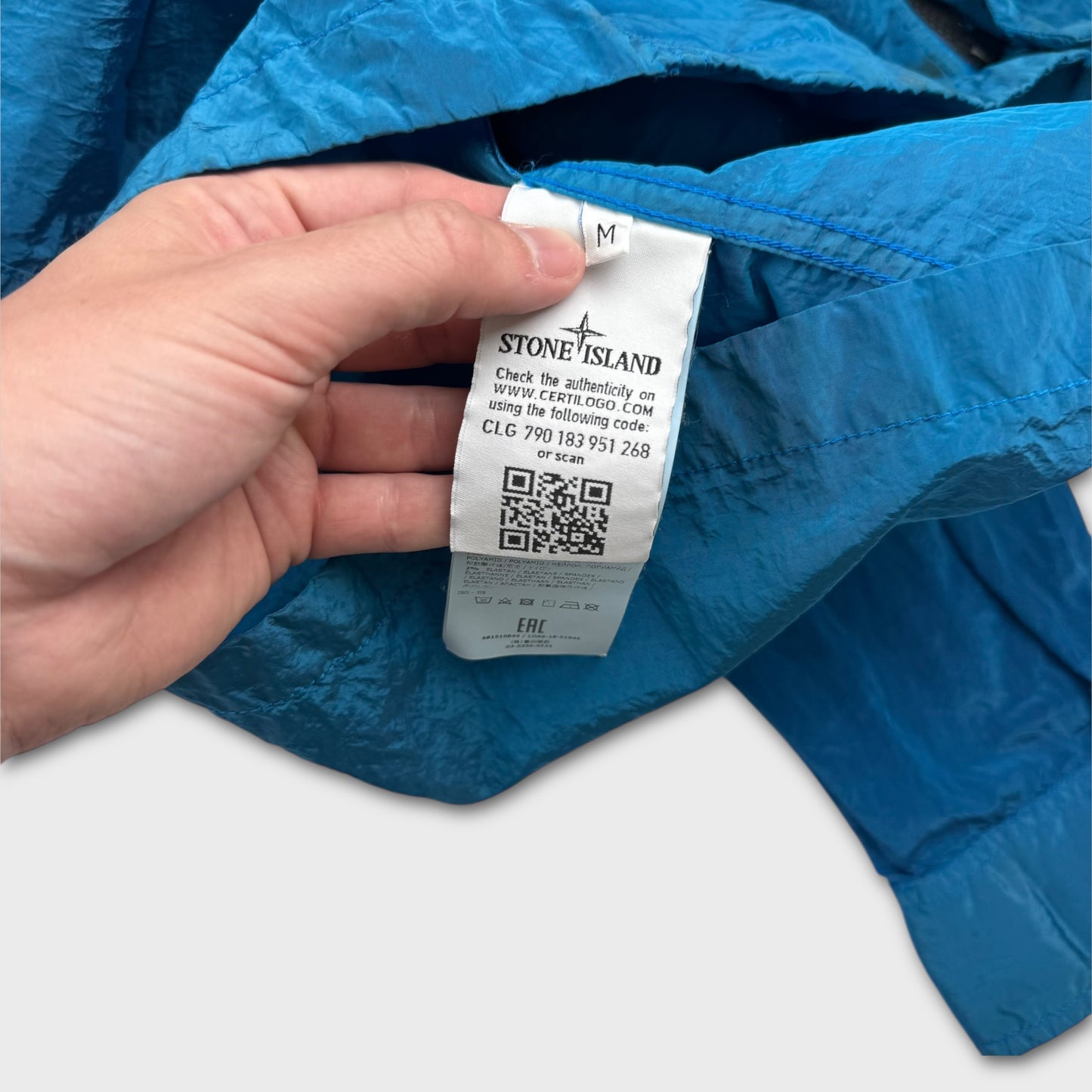Stone Island Electric Blue Nylon Metal Overshirt M