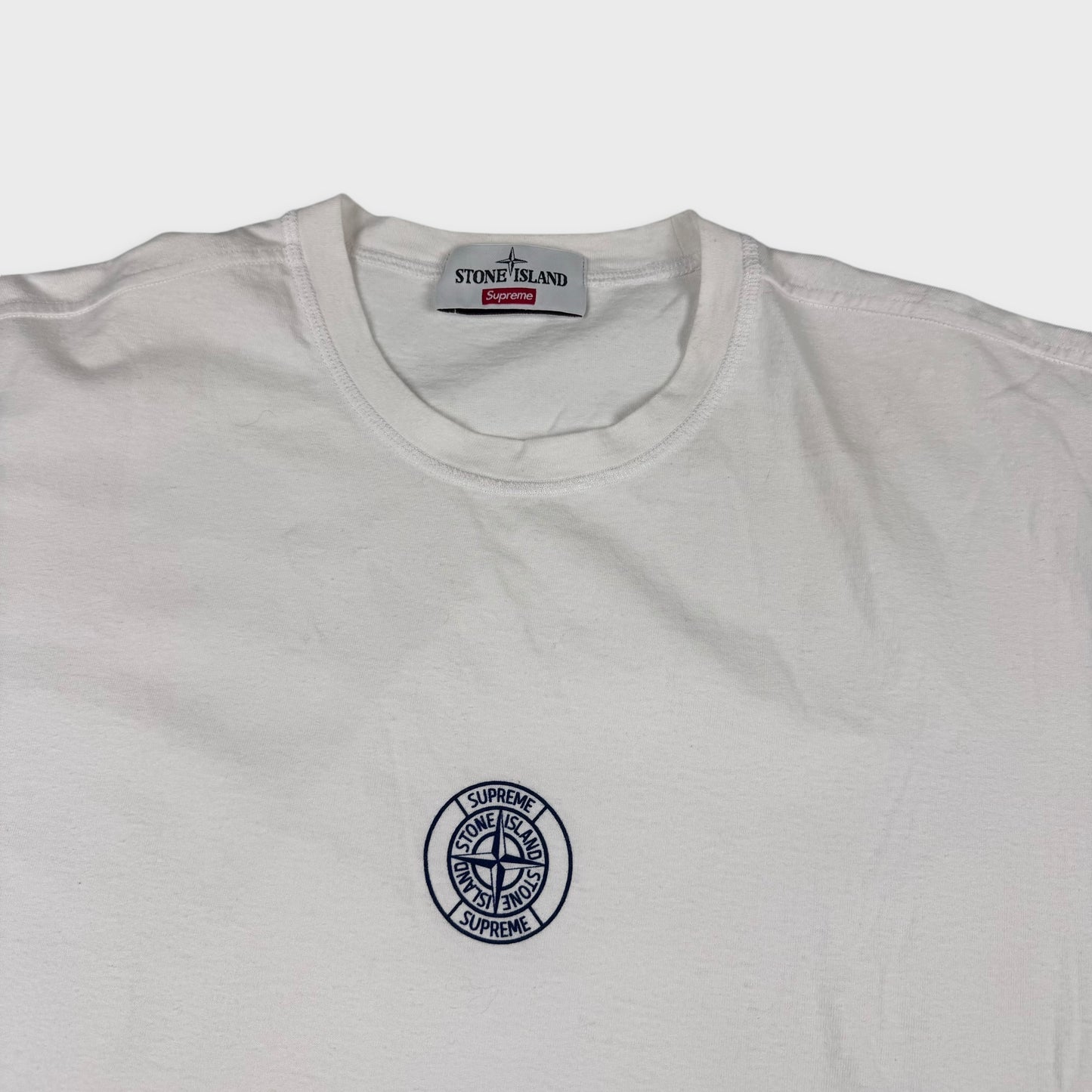 Stone Island x Supreme White T-Shirt L
