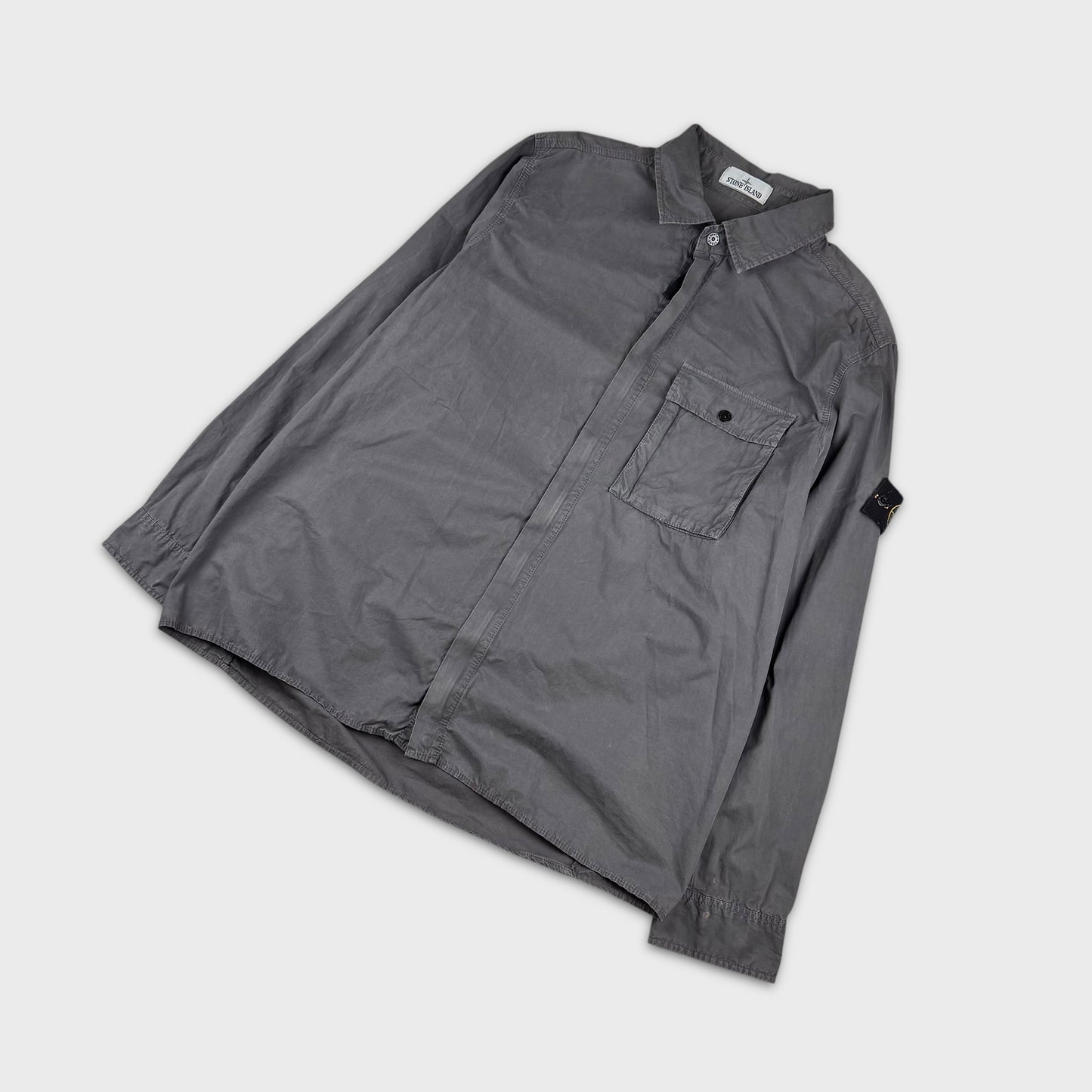 Stone Island Grey Full Zip Overshirt 3XL