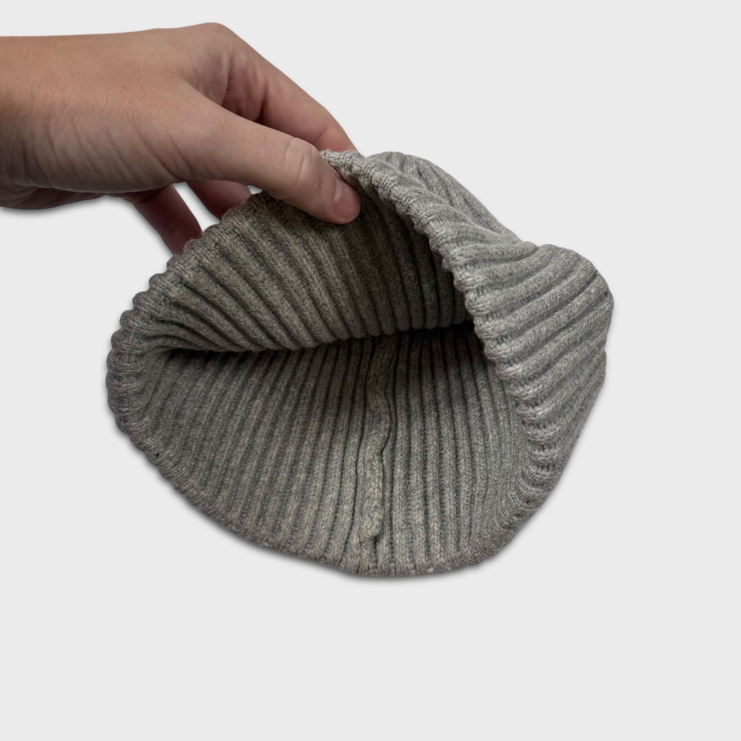 Stone Island Grey Ribbed Beanie OS