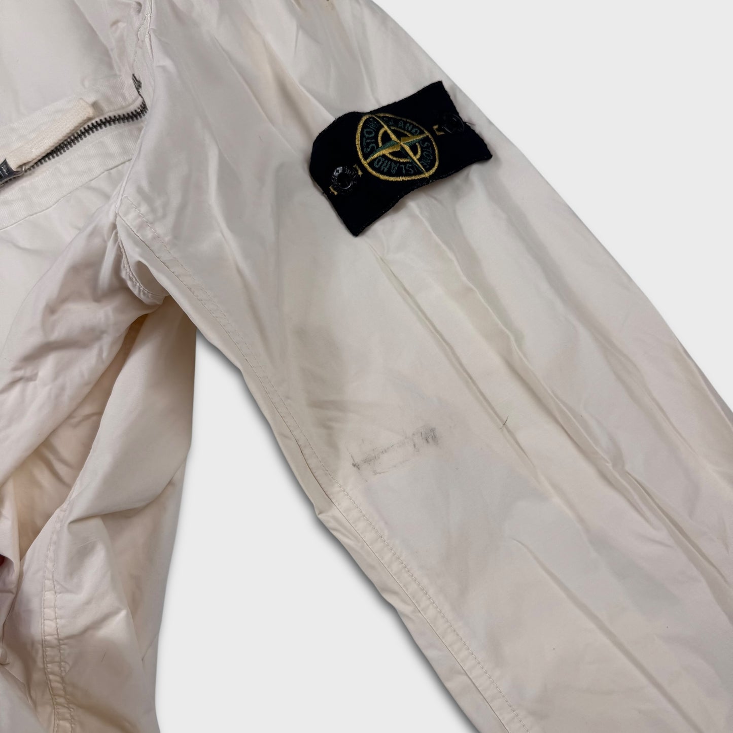 Stone Island White Tela Resinata Hooded Jacket XXL