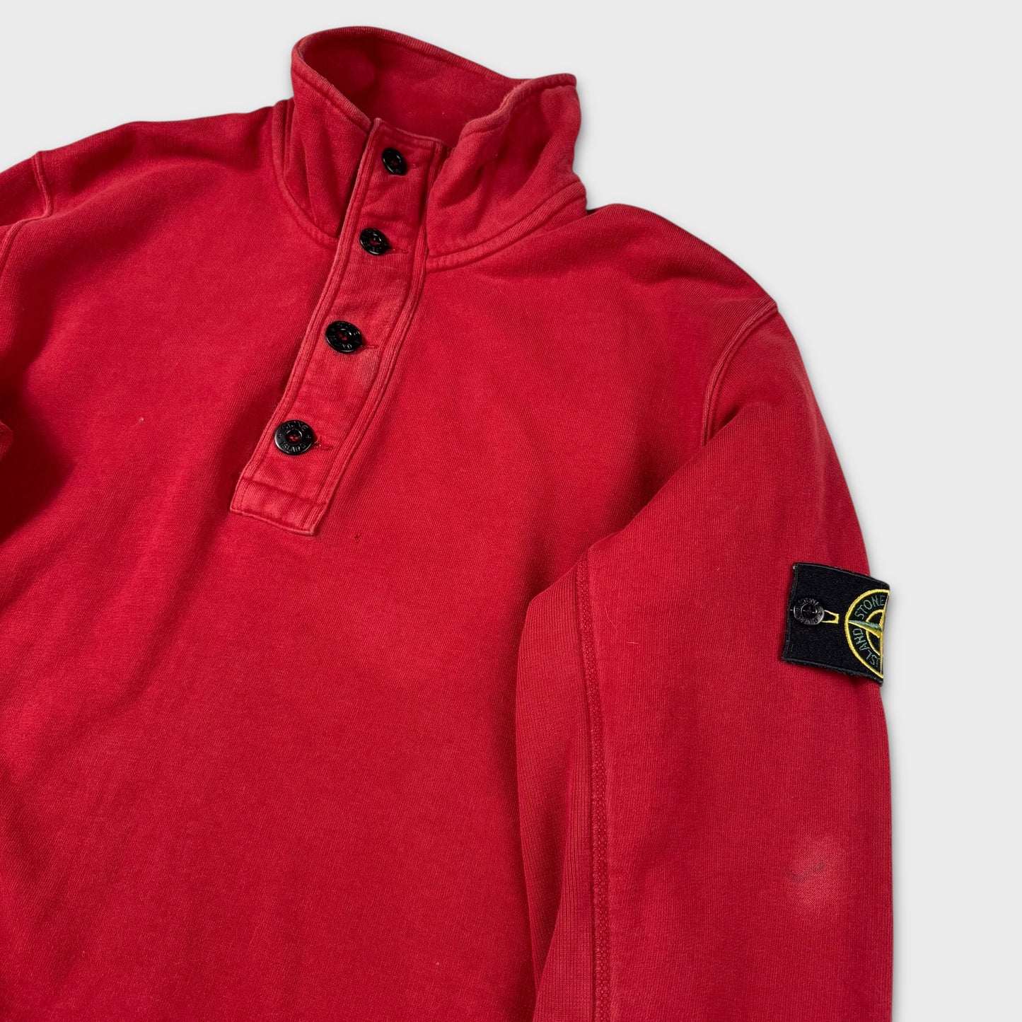 Stone Island Red 1/4 Button Jumper L