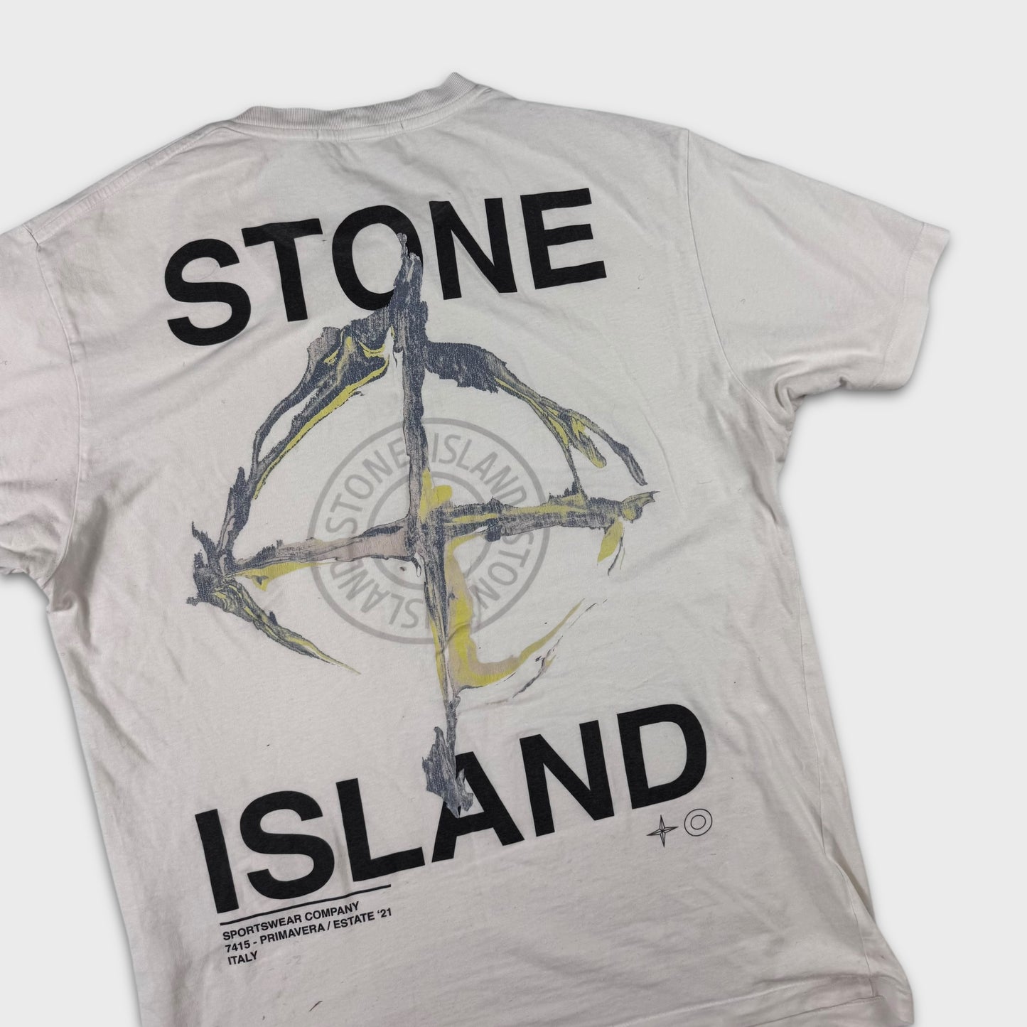 Stone Island White Graphic T-Shirt M