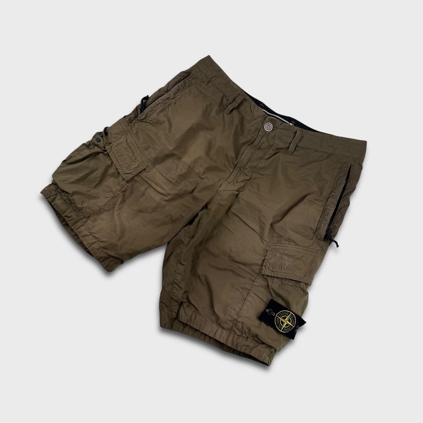 Stone Island Tela Olive Cargo Shorts W32